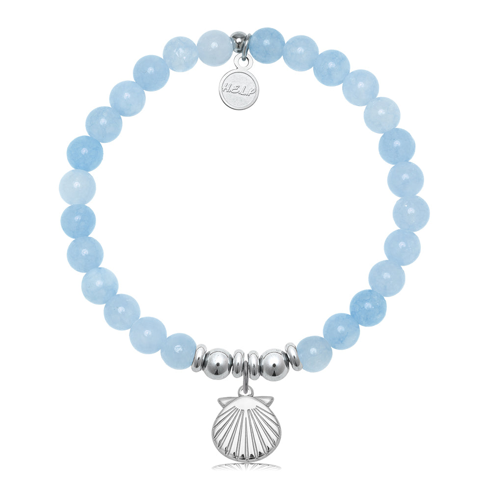 HELP by TJ Seashell Charm with Light Blue Quartz Charity Bracelet