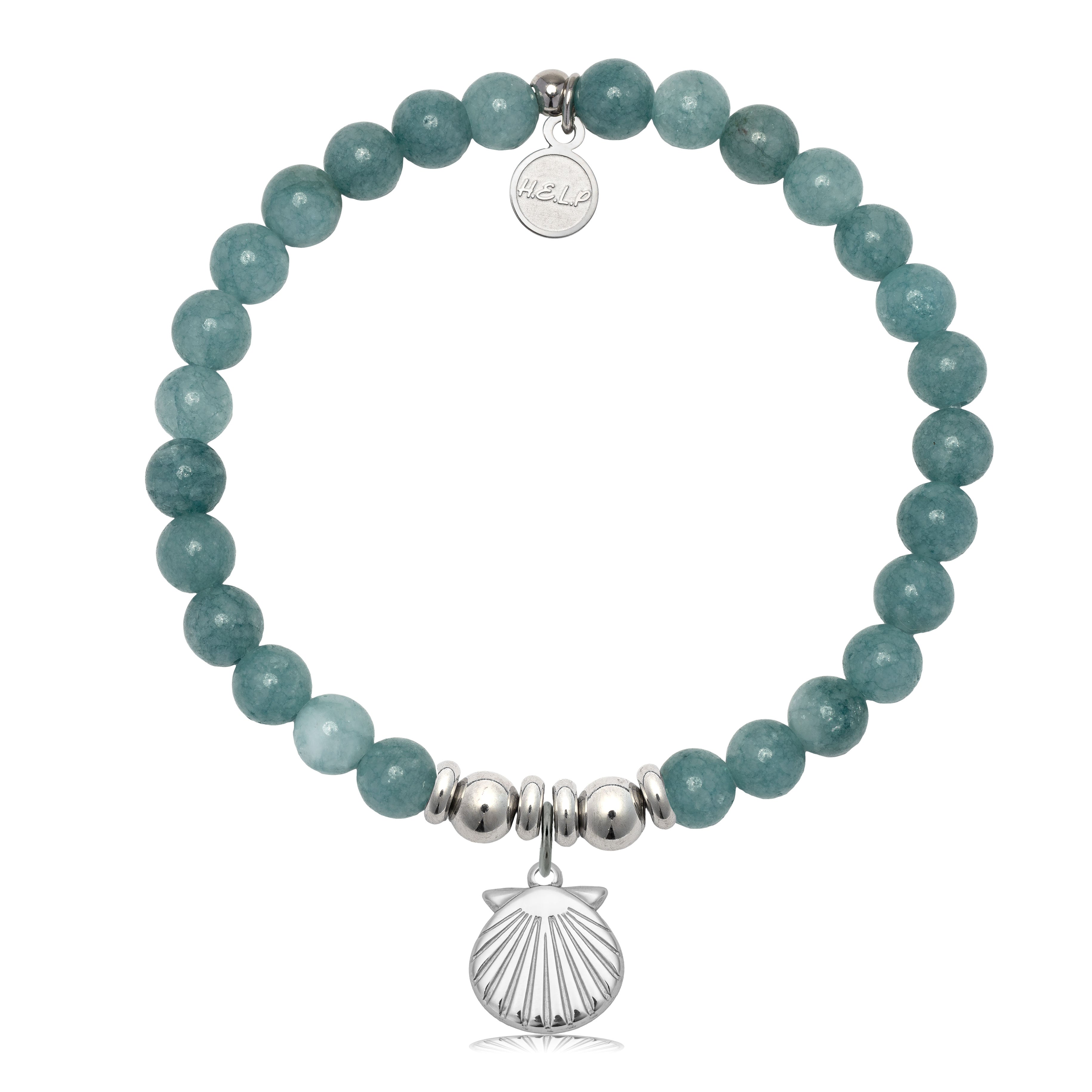 HELP by TJ Seashell Charm with Mountain Blue Jade Charity Bracelet