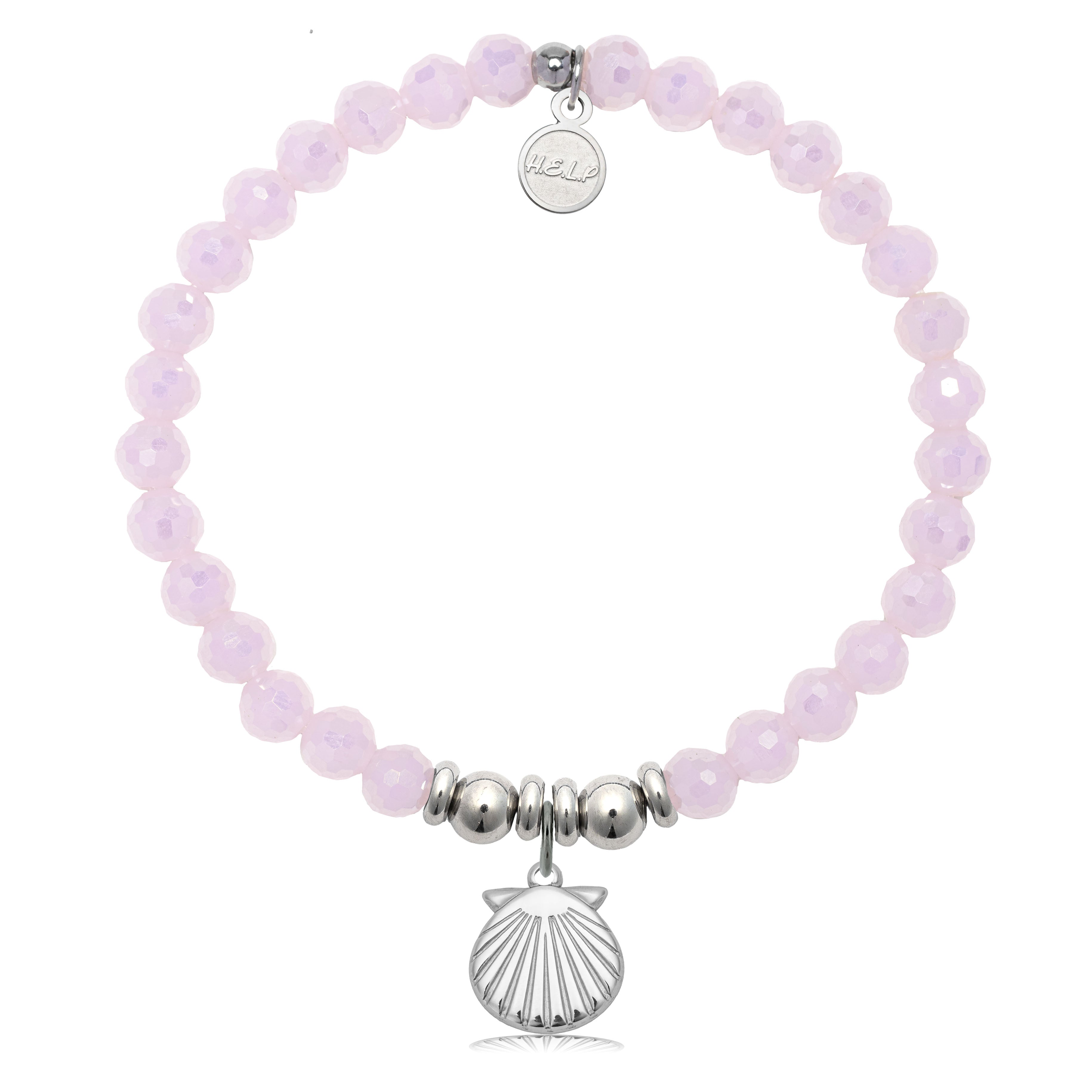 HELP by TJ Seashell Cutout Charm with Pink Crystal Charity Bracelet