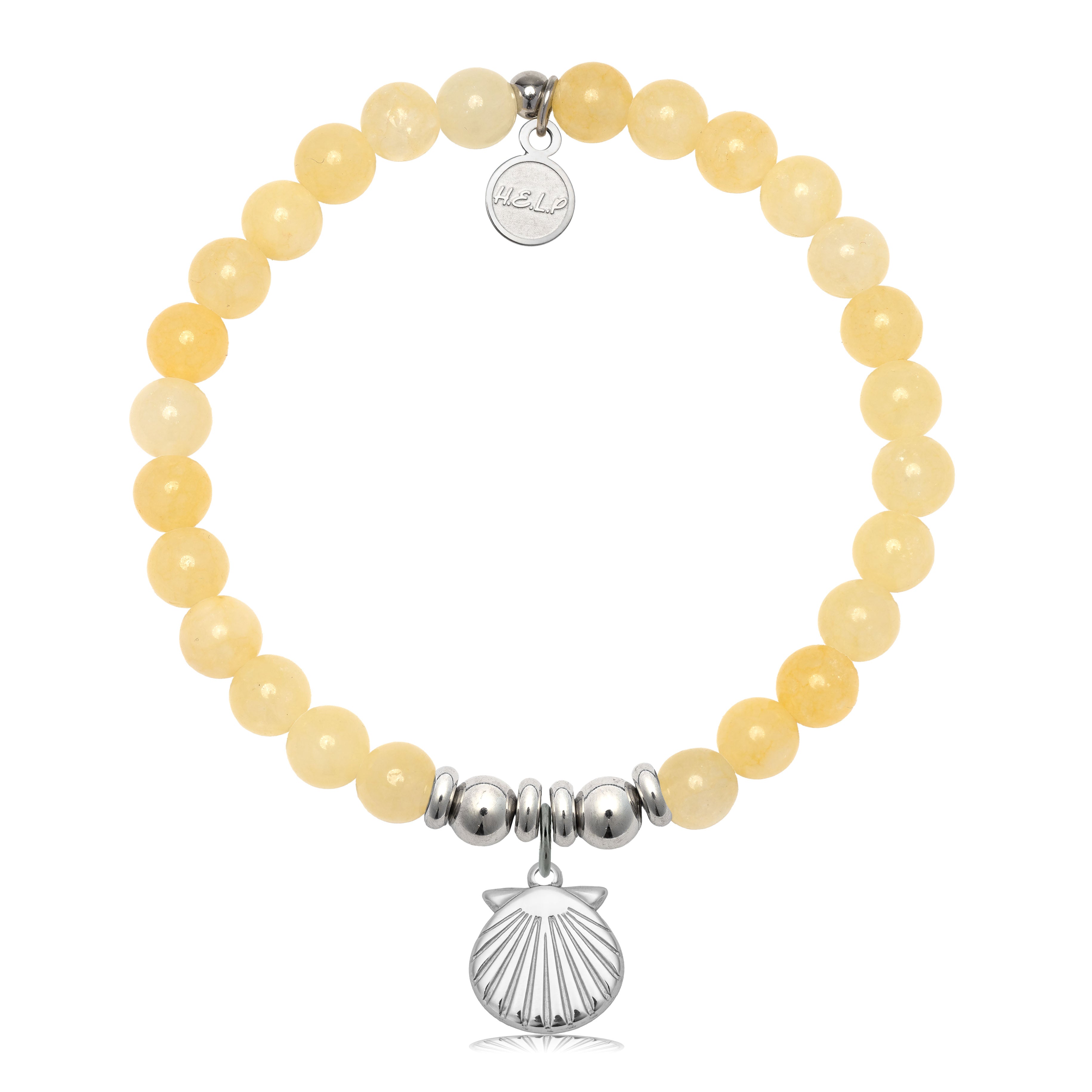 HELP by TJ Seashell Cutout Charm with Yellow Jade Charity Bracelet