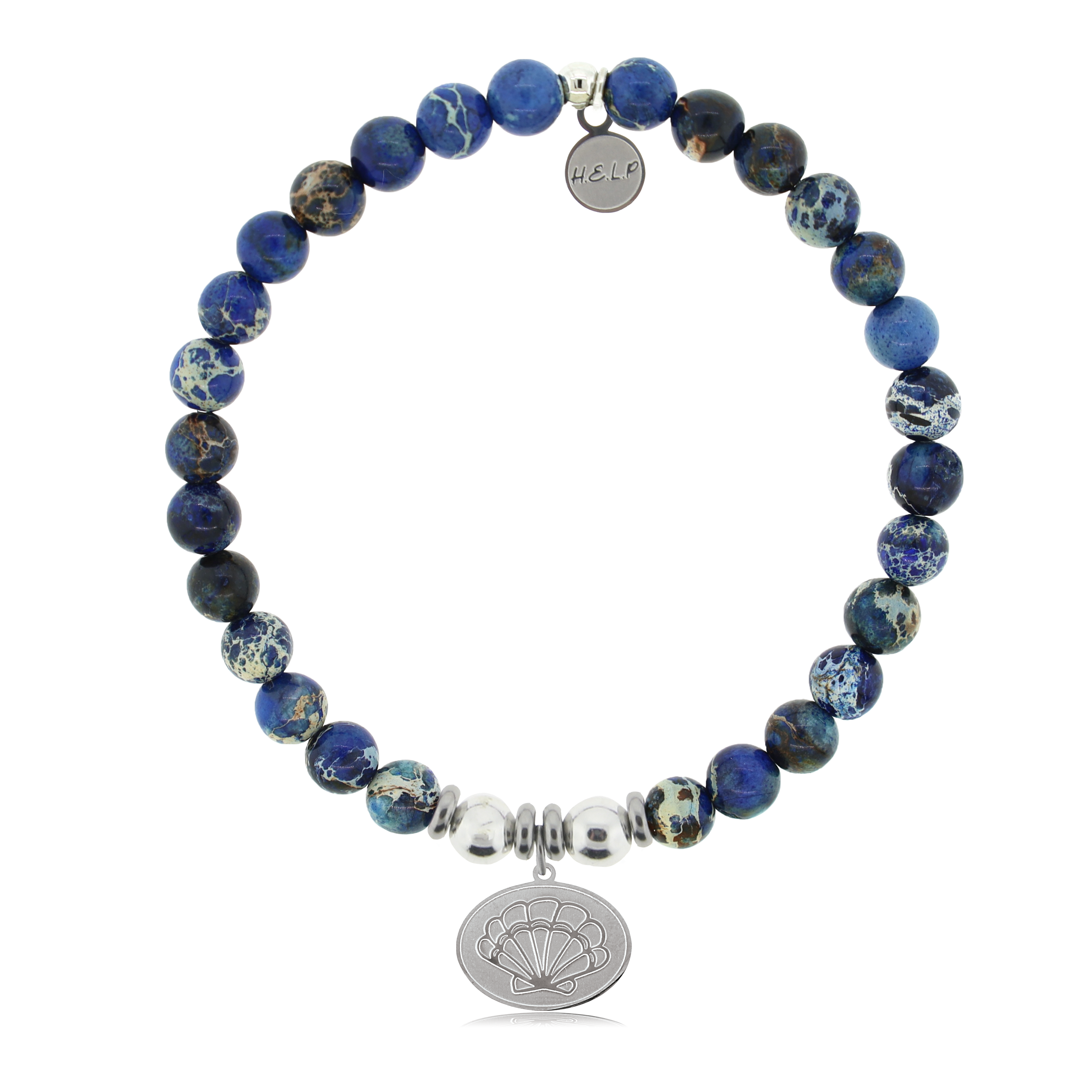 HELP by TJ Seashell with Royal Blue Jasper Charity Bracelet