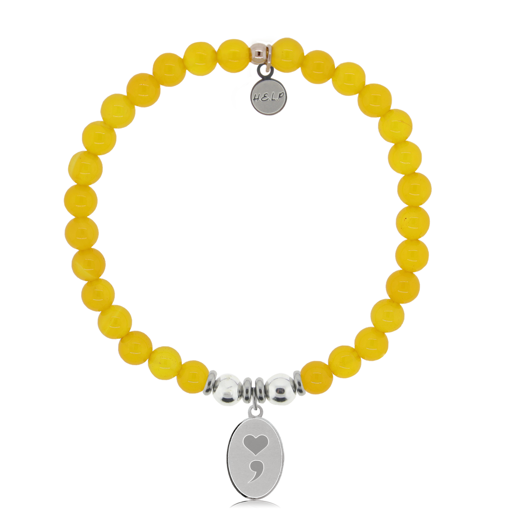 HELP by TJ Semi Colon Charm with Yellow Agate Charity Bracelet