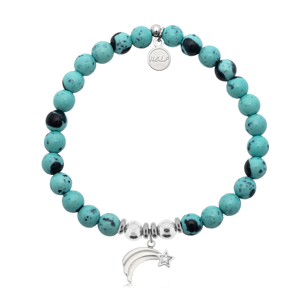 Shooting Star Charm with Blue Zebra Jade Charity Bracelet – HELP by TJ