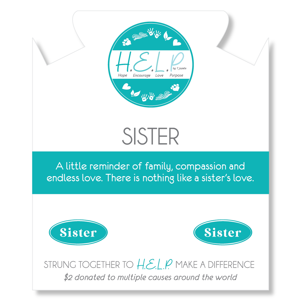 HELP by TJ Sister Charm with Aqua Cats Eye Charity Bracelet