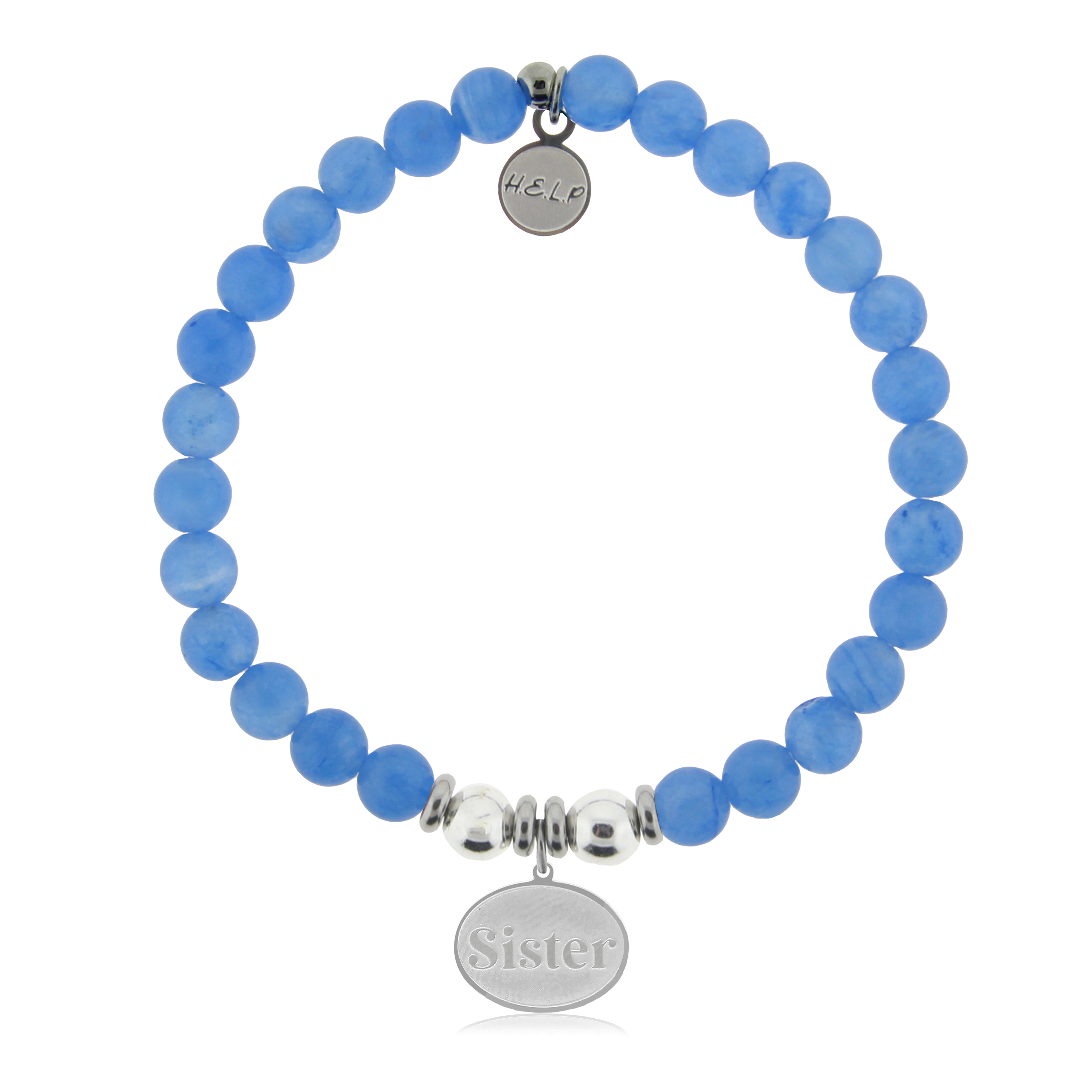 HELP by TJ Sister Charm with Azure Blue Jade Charity Bracelet