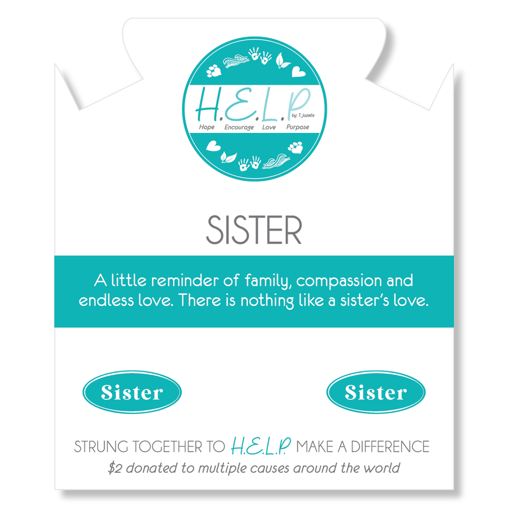 HELP by TJ Sister Charm with Azure Blue Jade Charity Bracelet