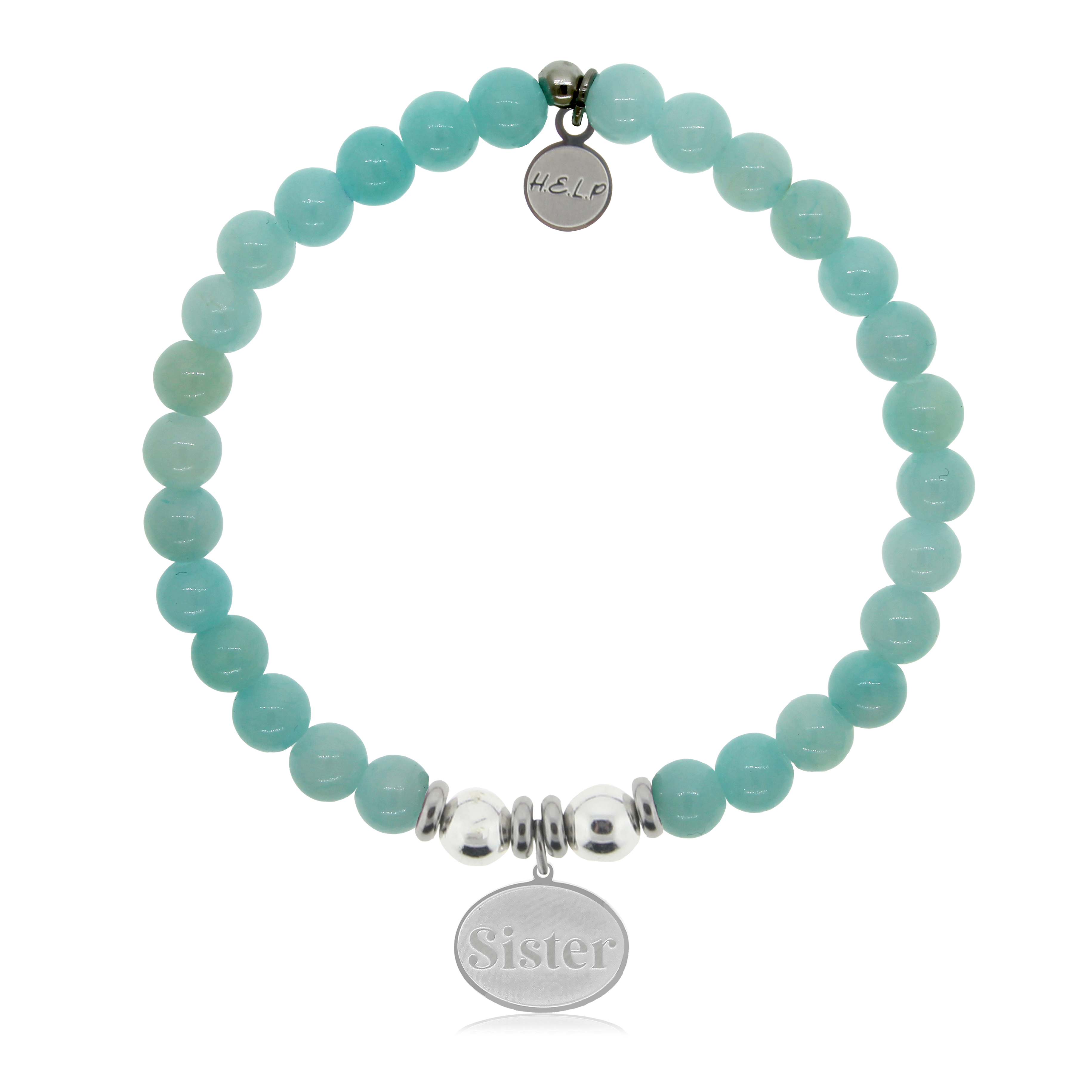 HELP by TJ Sister Charm with Baby Blue Quartz Charity Bracelet