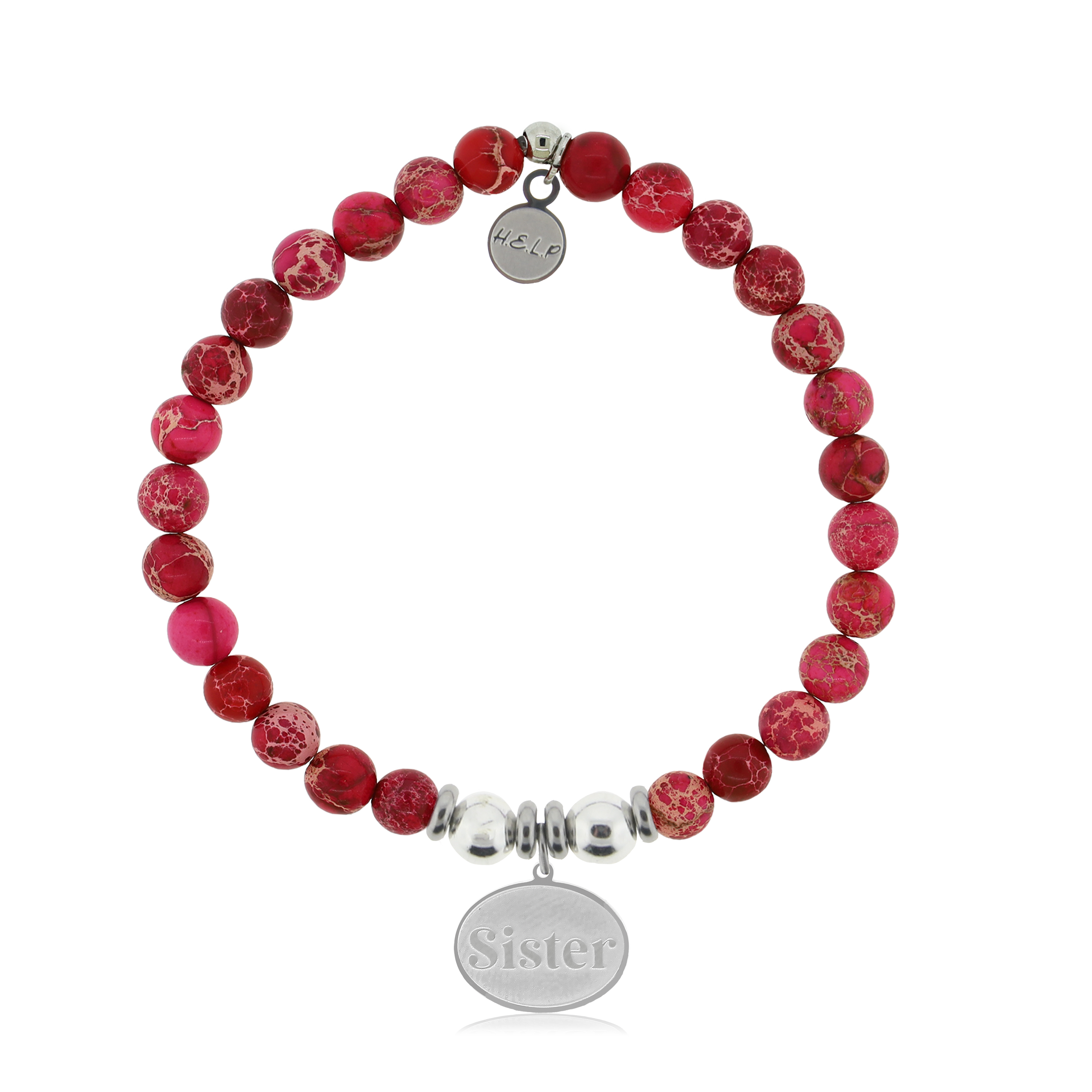 HELP by TJ Sister Charm with Cranberry Jasper Charity Bracelet