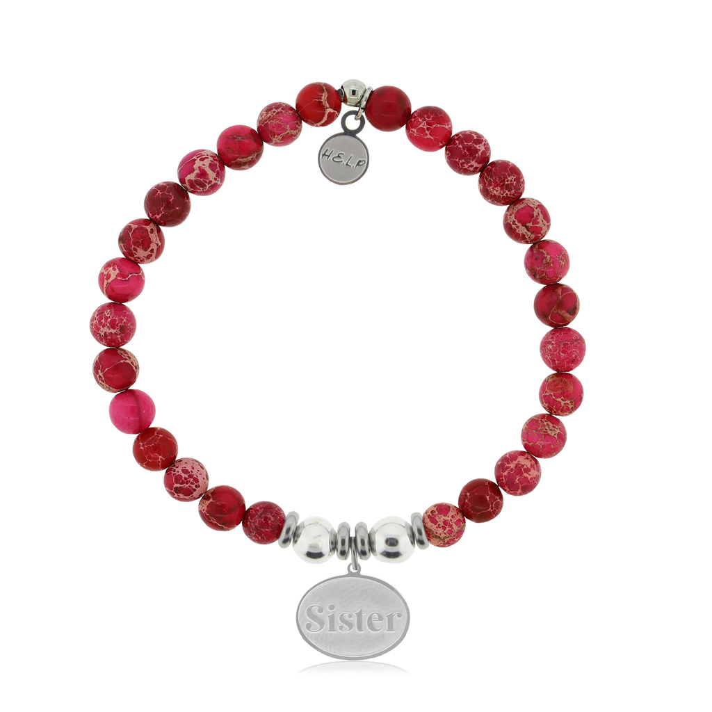 HELP by TJ Sister Charm with Cranberry Jasper Charity Bracelet