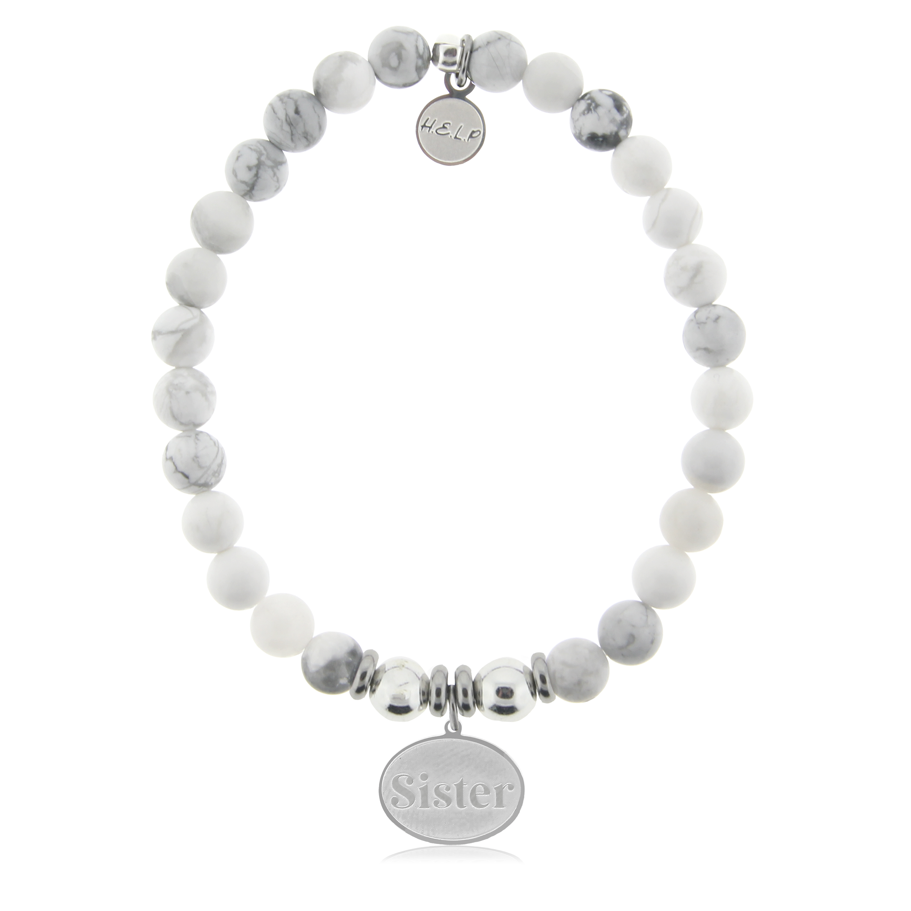 HELP by TJ Sister Charm with Howlite Charity Bracelet