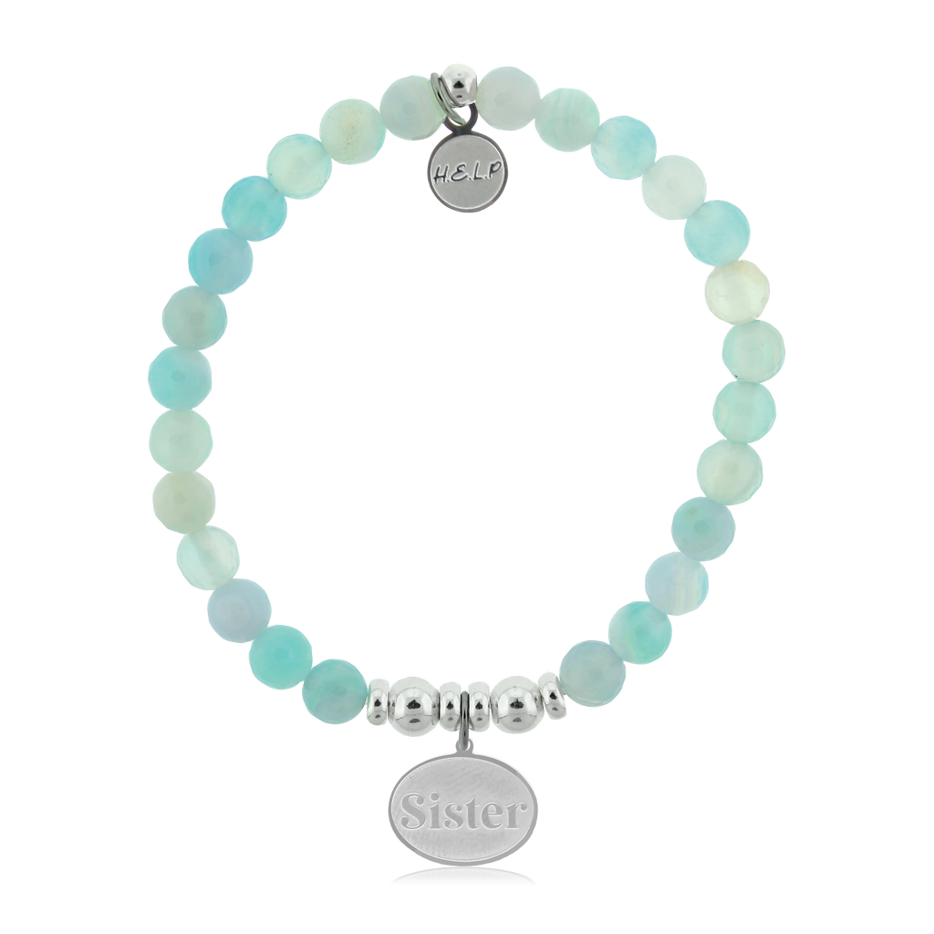 HELP by TJ Sister Charm with Light Blue Agate Charity Bracelet