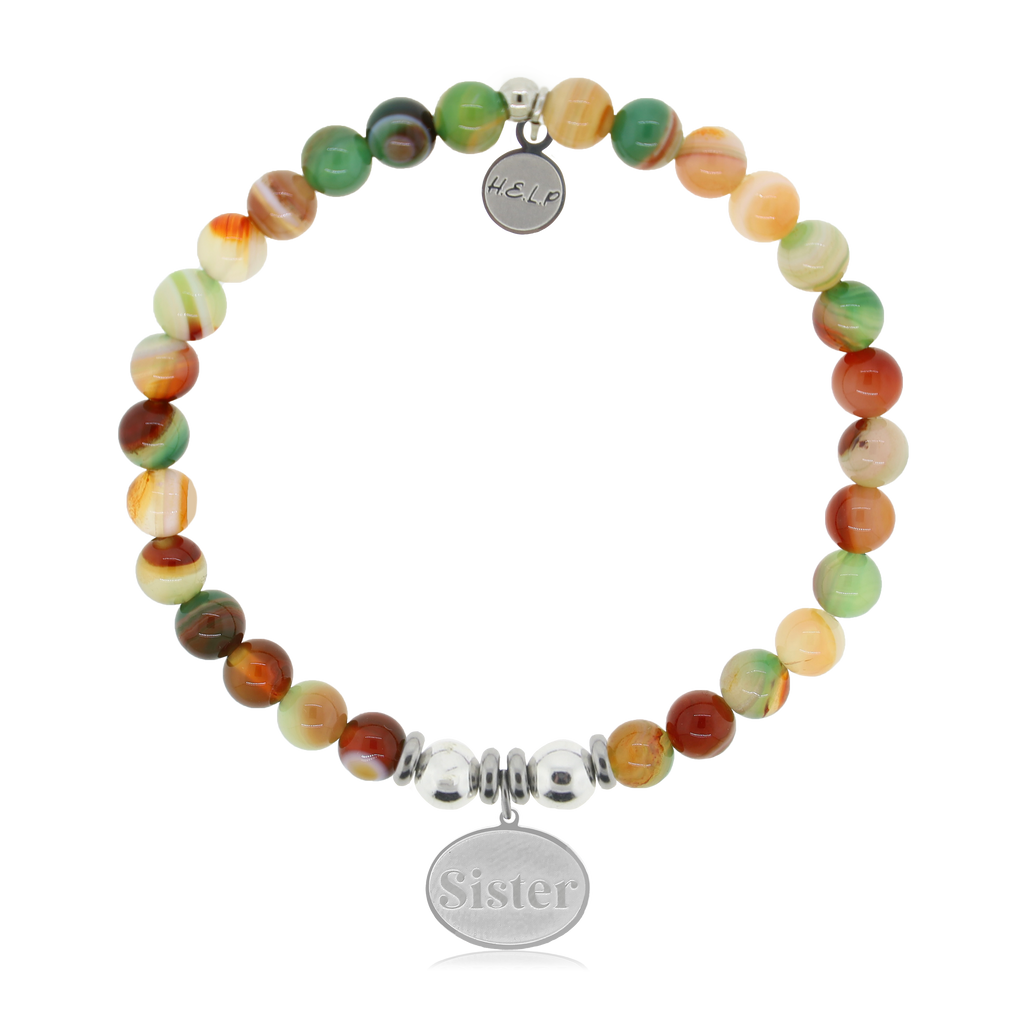 HELP by TJ Sister Charm with Multi Agate Charity Bracelet
