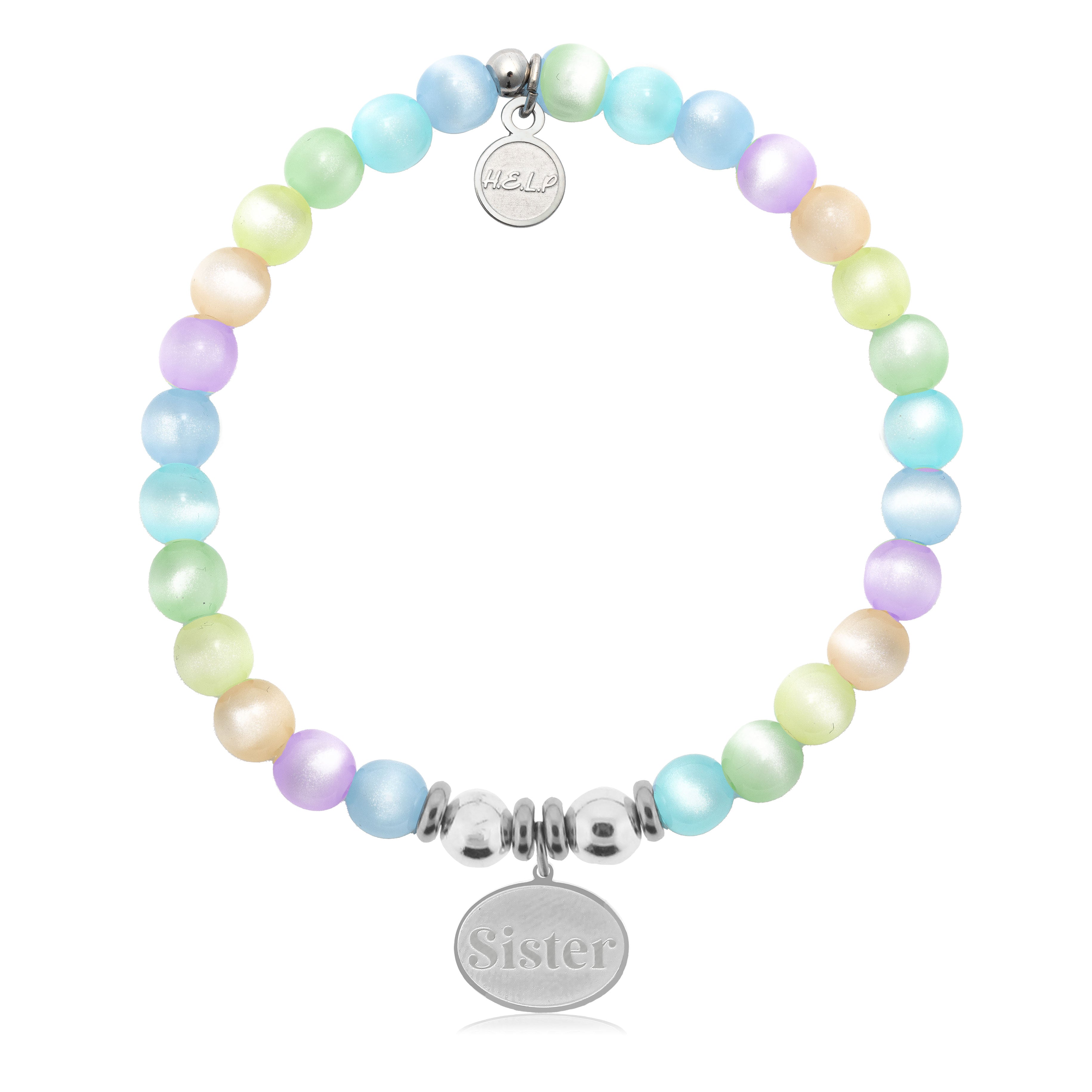 HELP by TJ Sister Charm with Multi Selenite Charity Bracelet