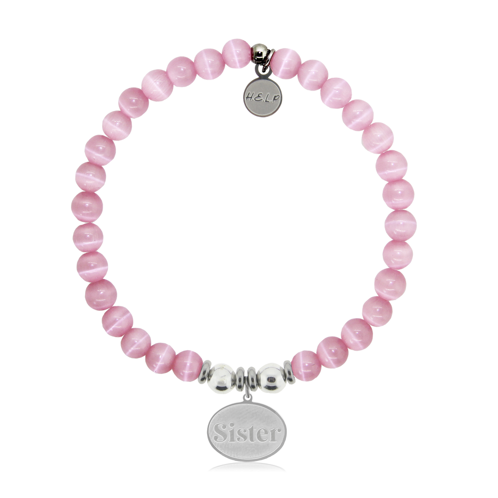 HELP by TJ Sister Charm with Pink Cats Eye Charity Bracelet