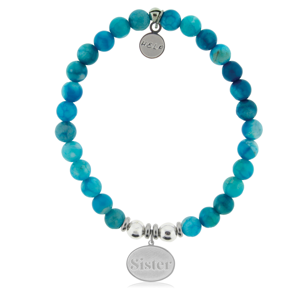HELP by TJ Sister Charm with Tropic Blue Agate Charity Bracelet