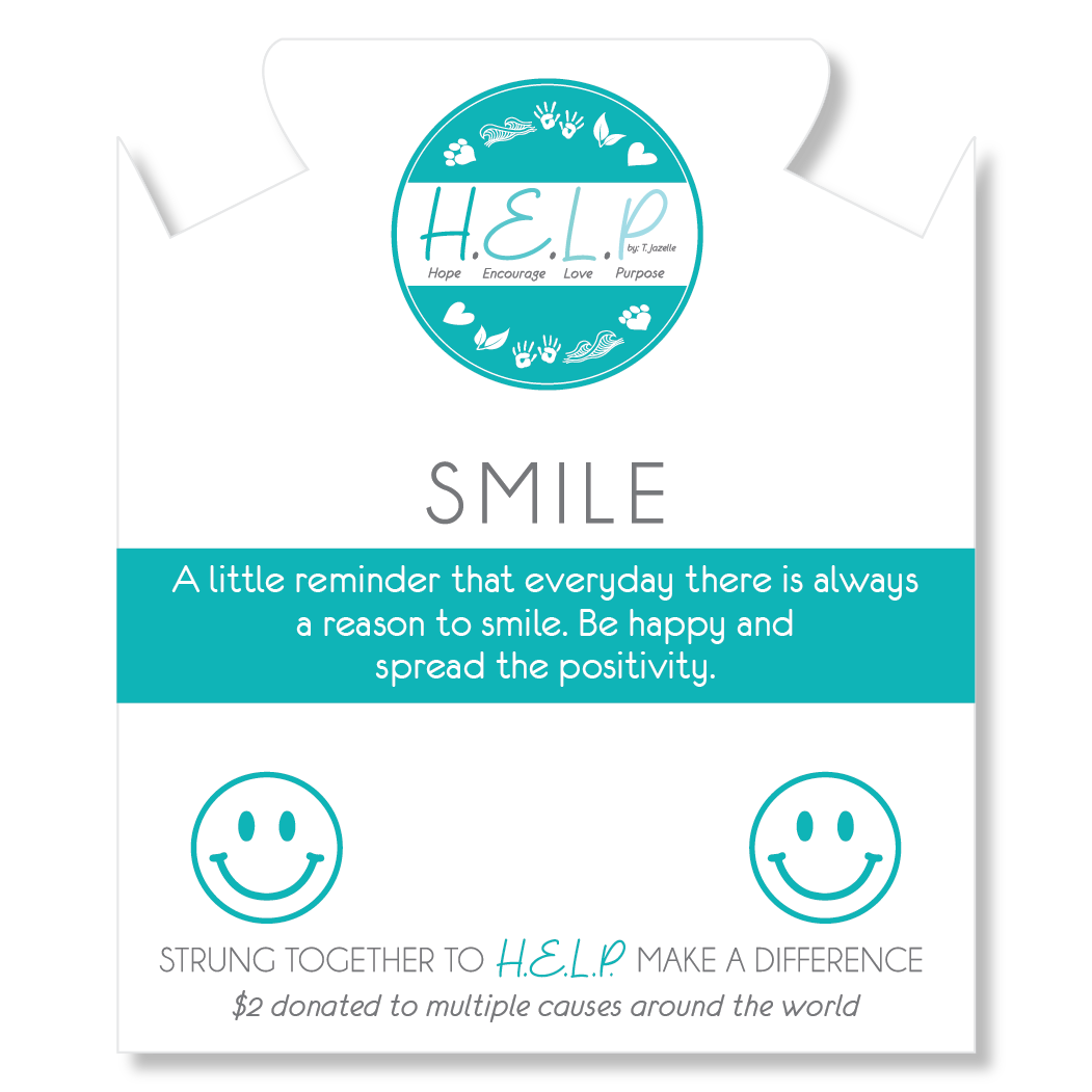 HELP by TJ Smile Charm with Aqua Cats Eye Charity Bracelet