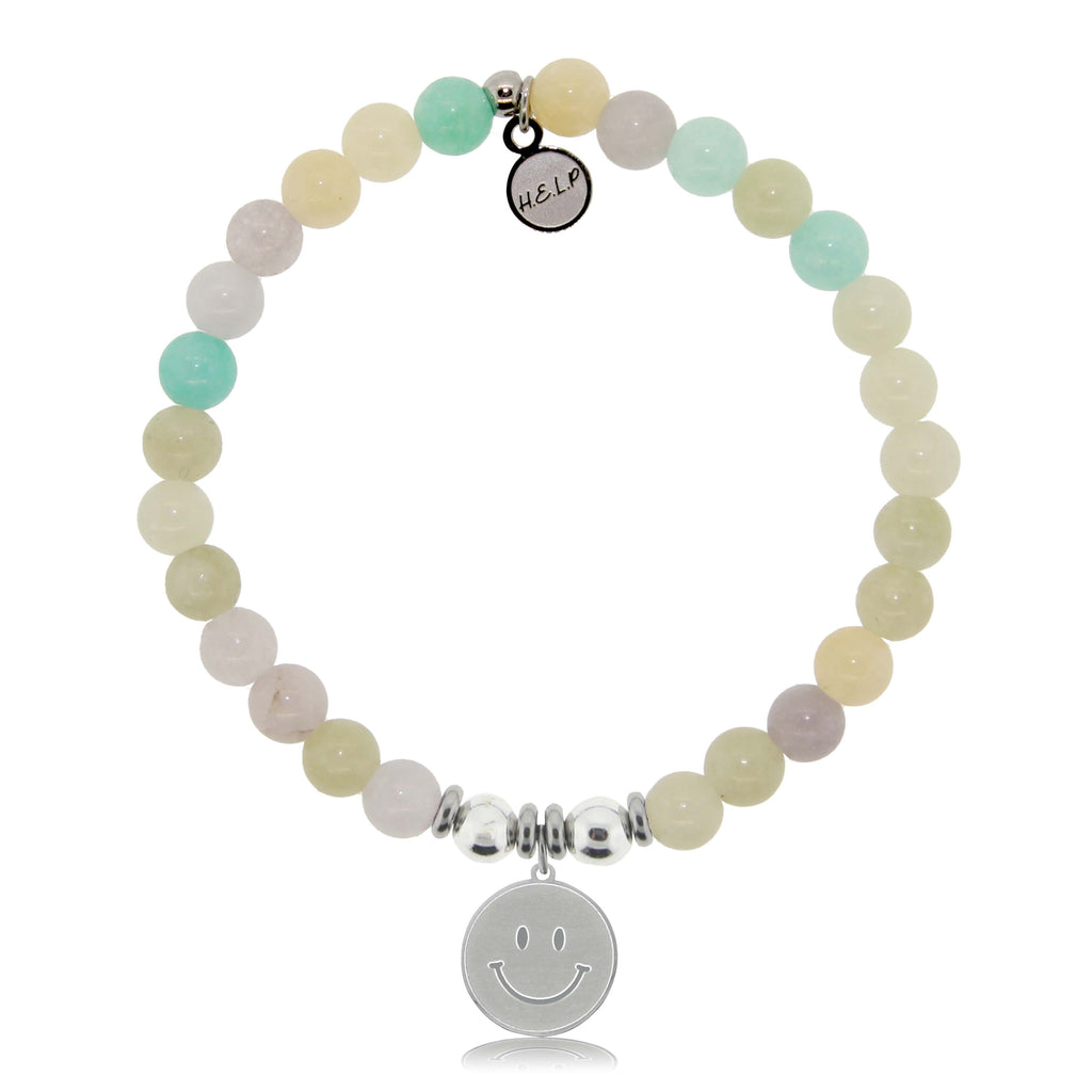 HELP by TJ Smile Charm with Green Yellow Jade Charity Bracelet