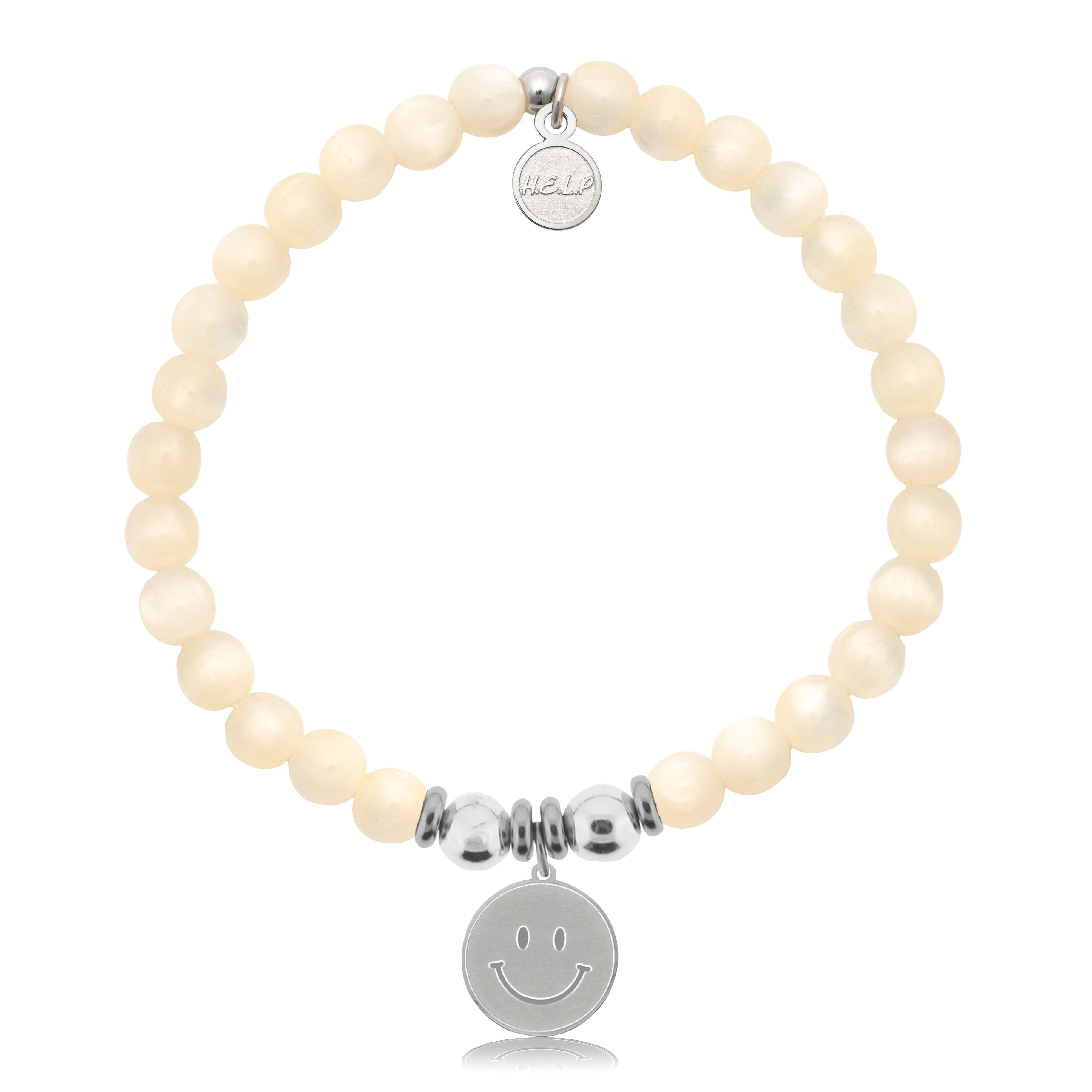 HELP by TJ Smile Charm with Natural Selenite Charity Bracelet