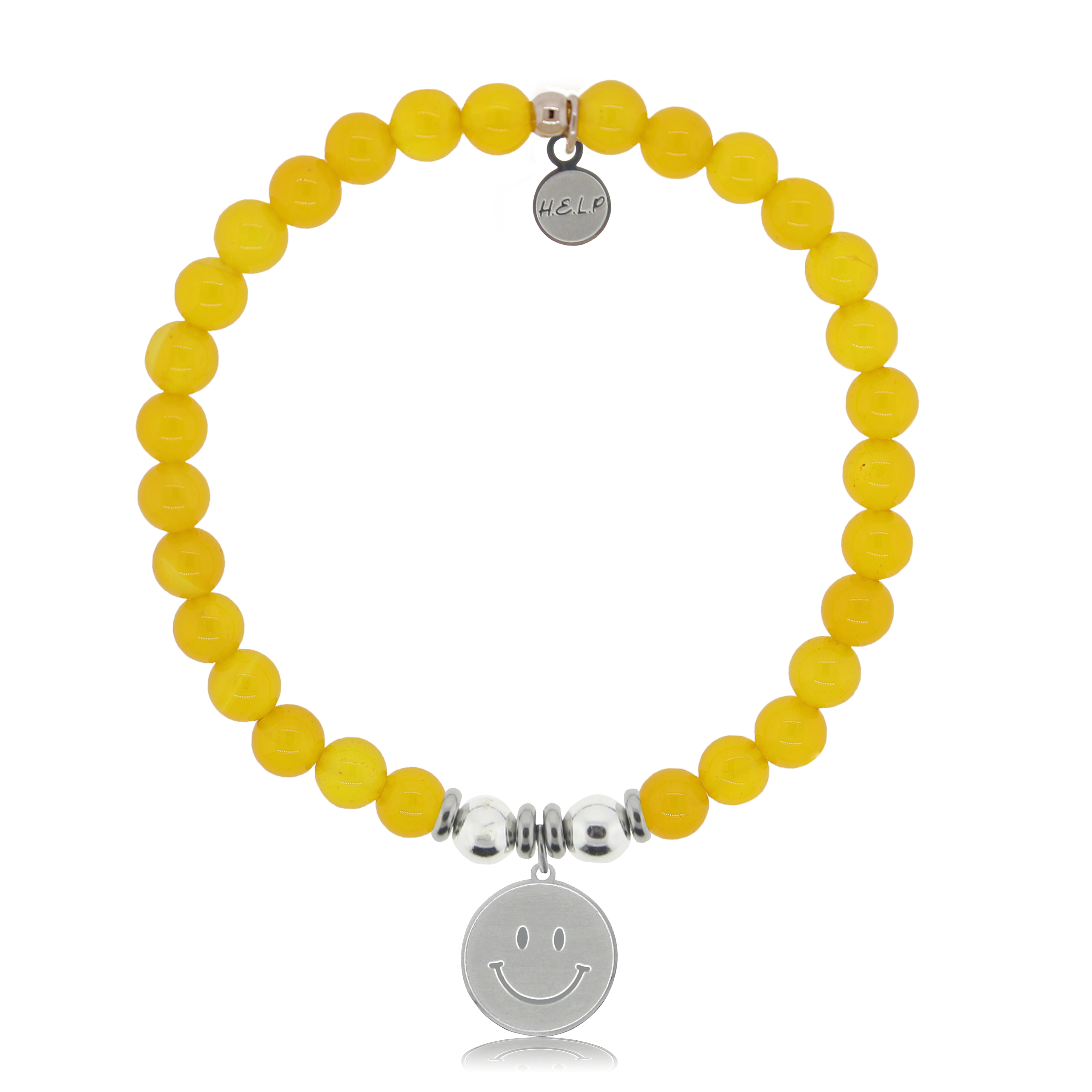 HELP by TJ Smile Charm with Yellow Agate Charity Bracelet