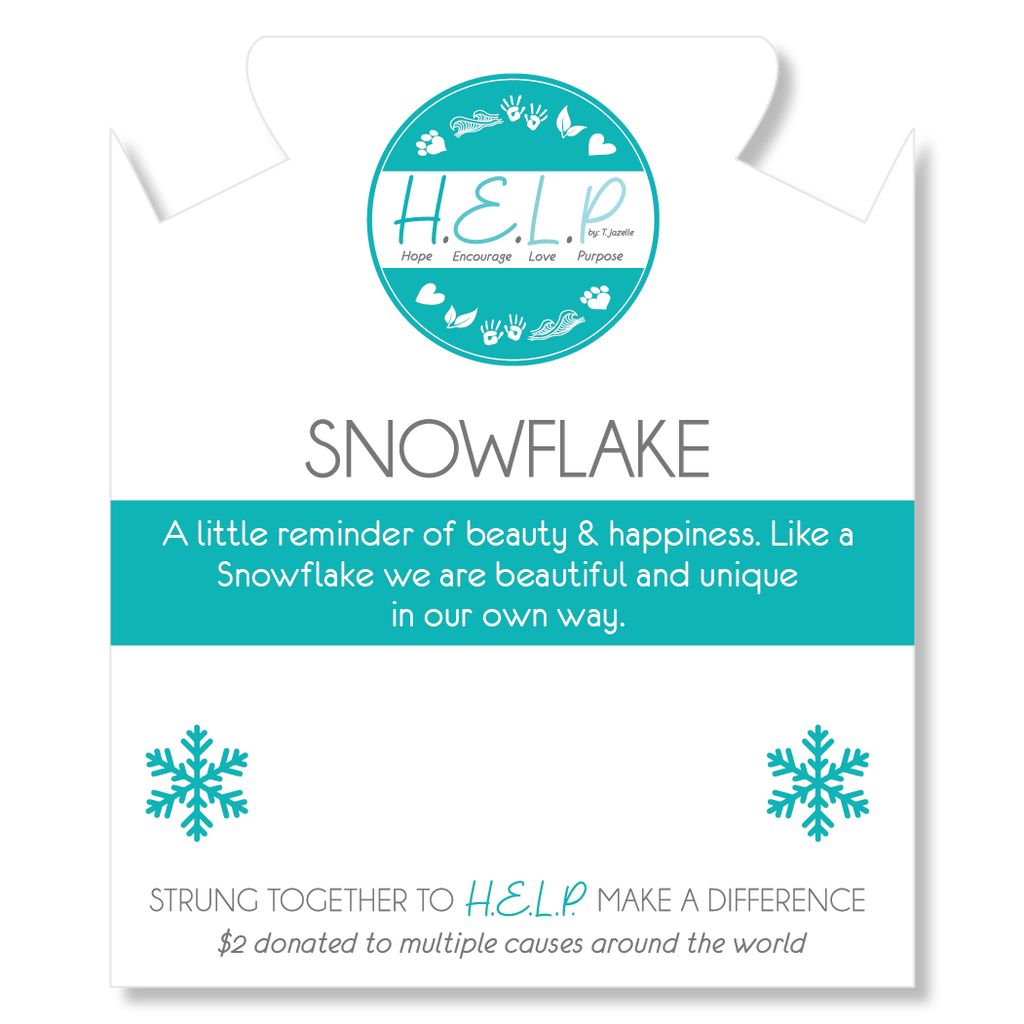 HELP by TJ Snowflake Charm with Azure Blue Jade Beads Charity Bracelet