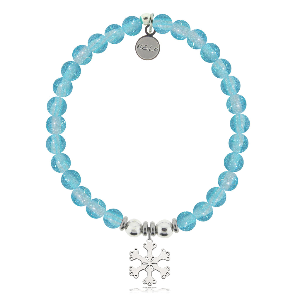 HELP by TJ Snowflake Charm with Blue Glass Shimmer Charity Bracelet