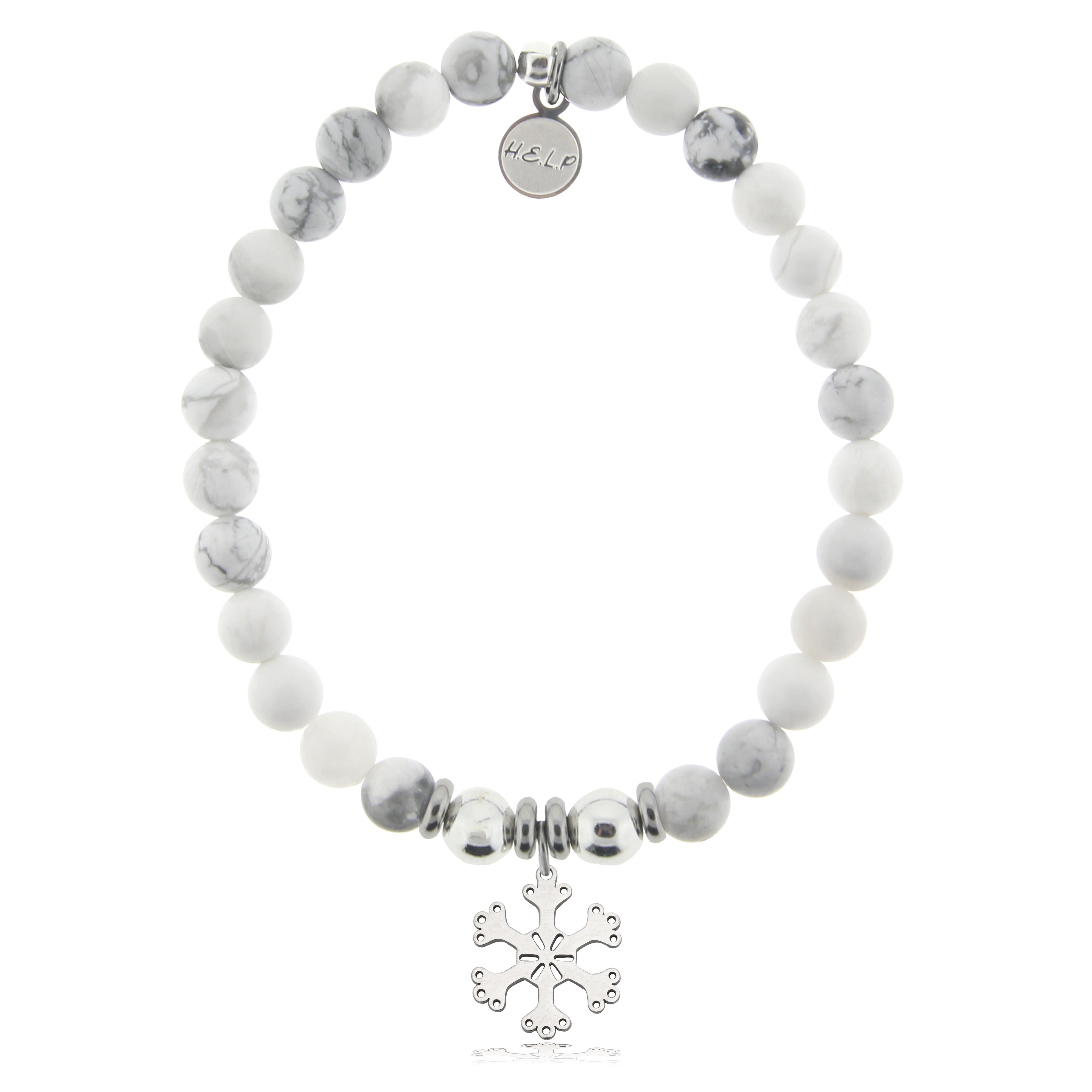 HELP by TJ Snowflake Charm with Howlite Charity Bracelet