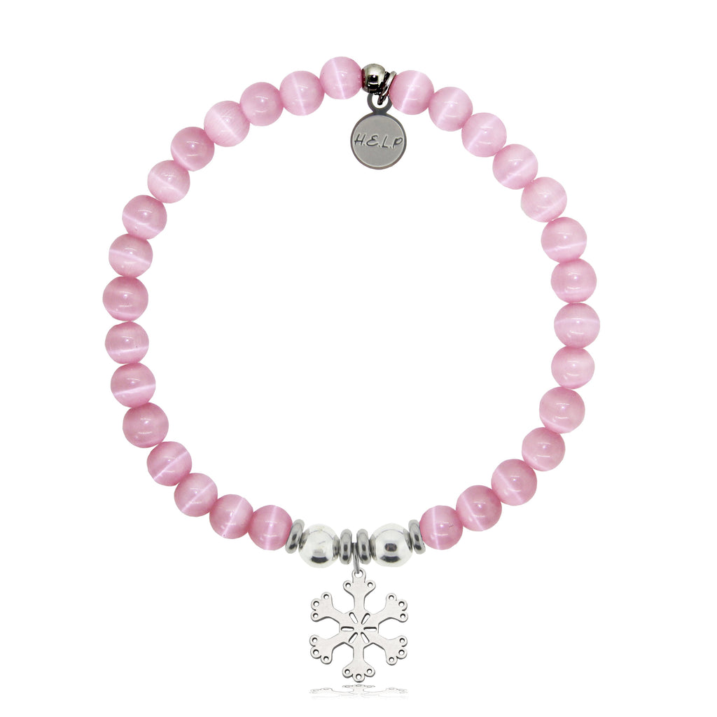 HELP by TJ Snowflake Charm with Pink Cats Eye Charity Bracelet