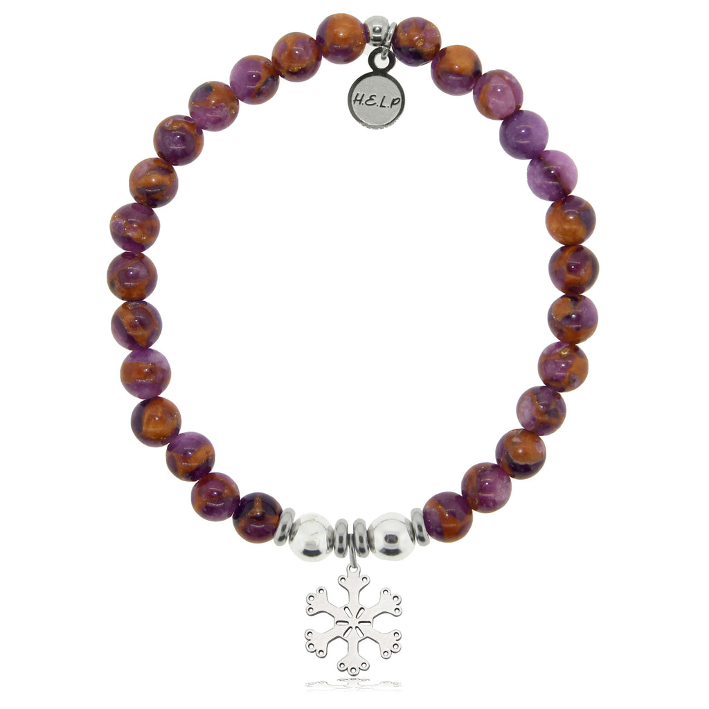 HELP by TJ Snowflake Charm with Purple Earth Quartz Charity Bracelet