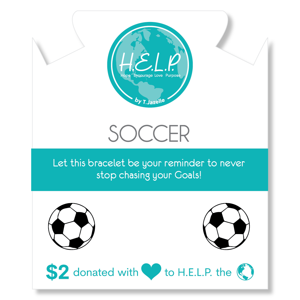 HELP by TJ Soccer Charm with Kaleidoscope Crystal Charity Bracelet