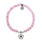 HELP by TJ Soccer Charm with Pink Cats Eye Charity Bracelet