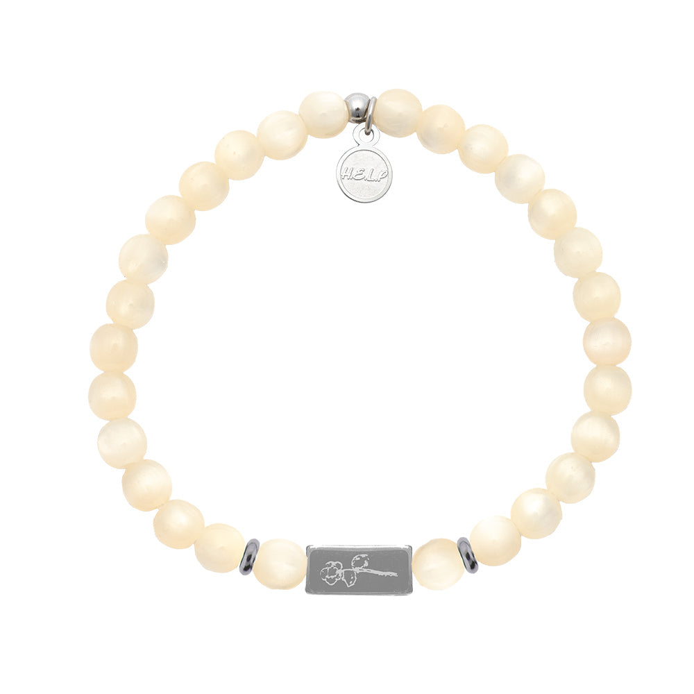 HELP by TJ St. Jude Collection: Flower Bar with Natural Selenite Charity Bracelet