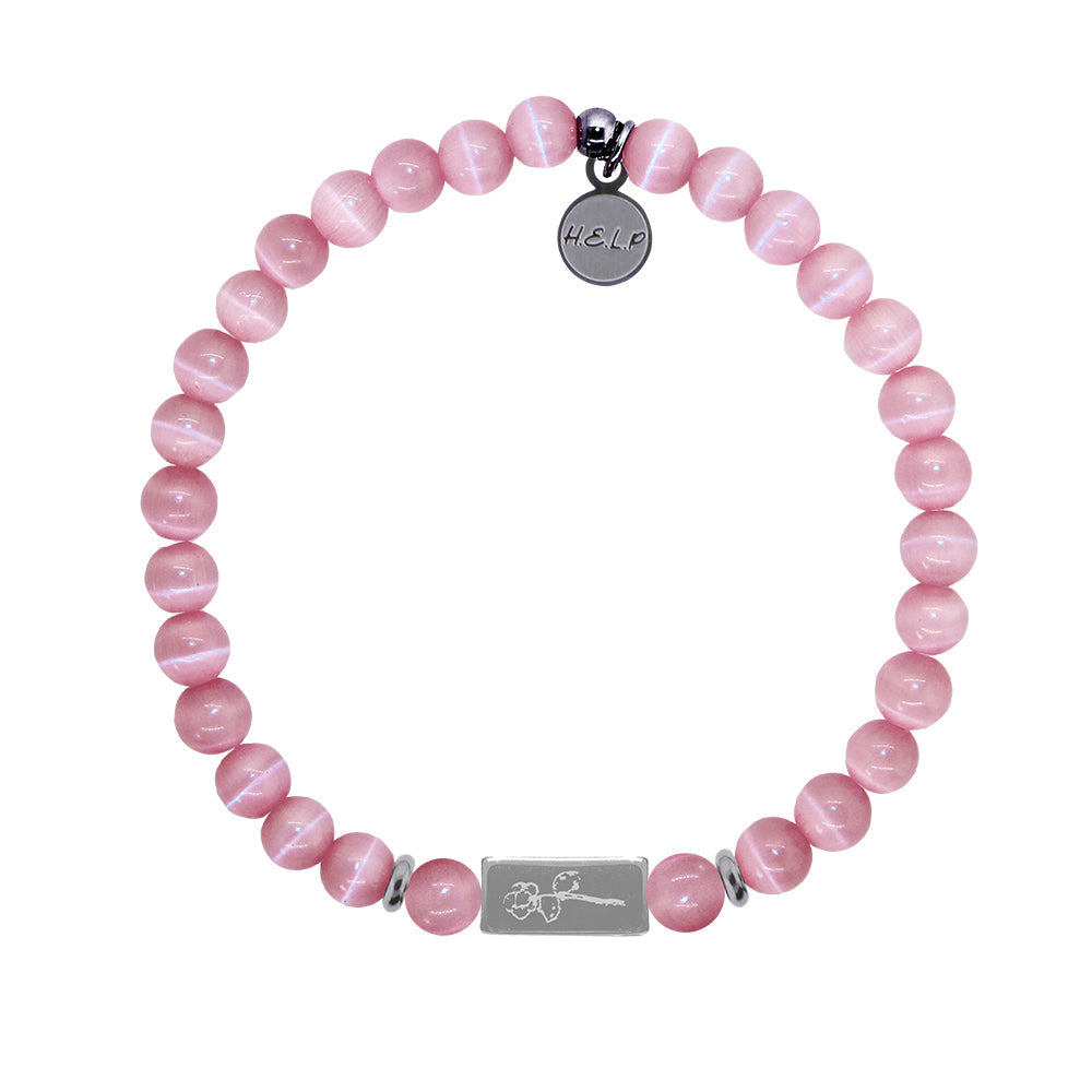 HELP by TJ St. Jude Collection: Flower Bar with Pink Cats Eye Charity Bracelet