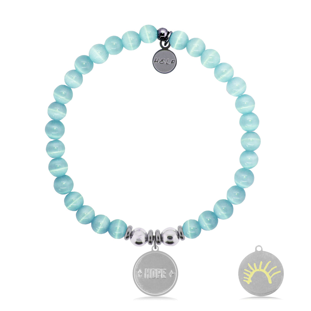 HELP by TJ St. Jude Collection: Sun Charm with Aqua Cats Eye Charity Bracelet