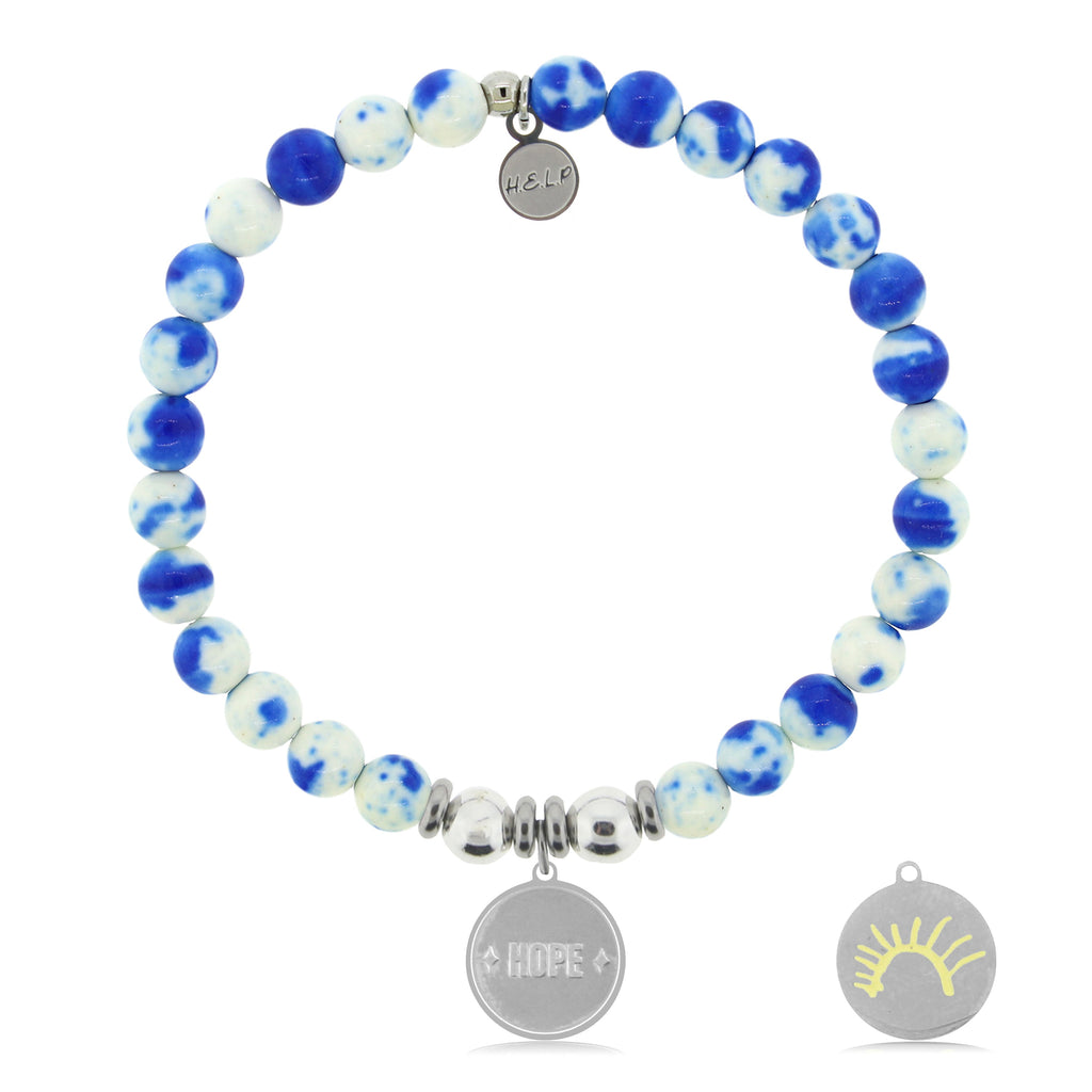 HELP by TJ St. Jude Collection: Sun Charm with Blue and White Jade Charity Bracelet