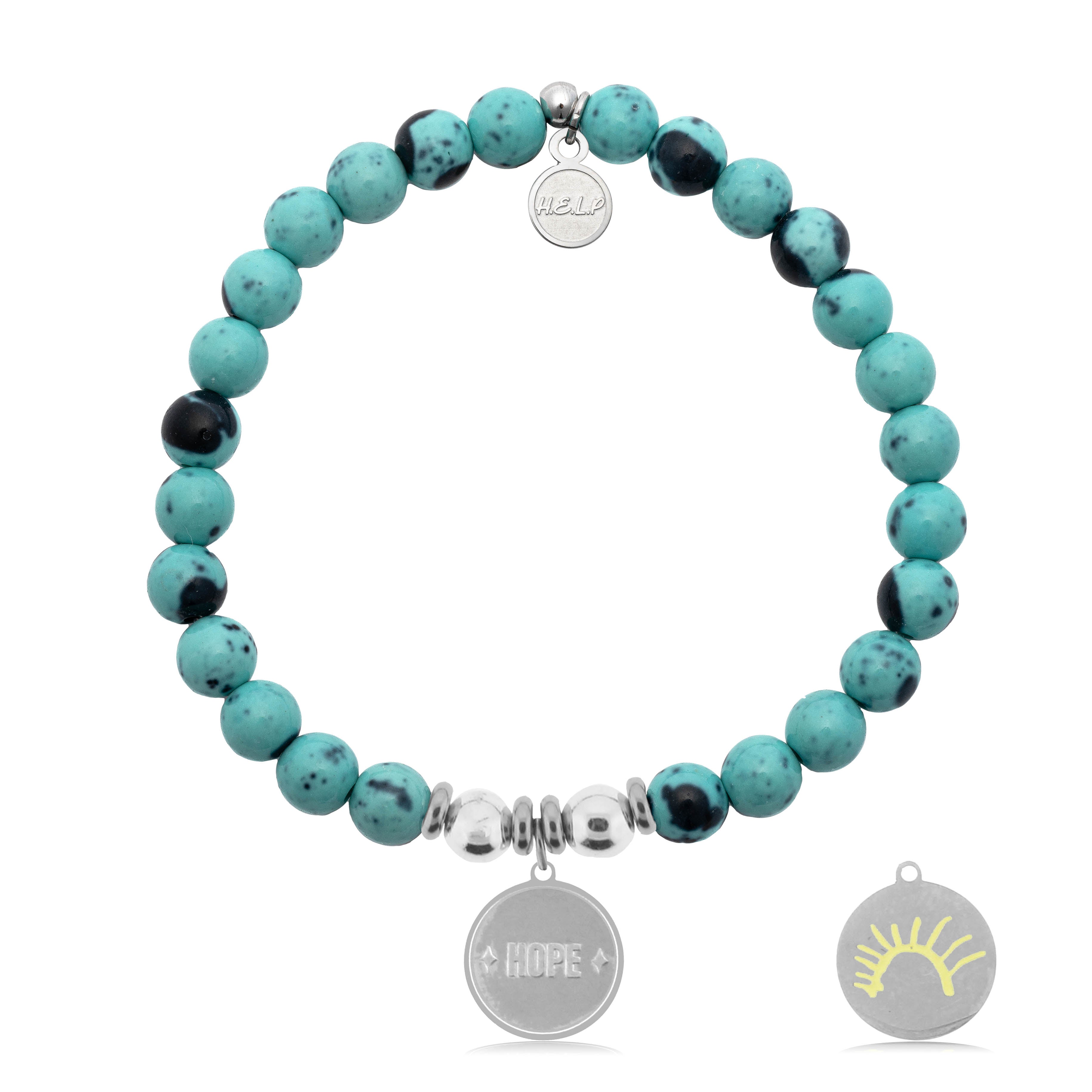 HELP by TJ St. Jude Collection: Sun Charm with Blue Zebra Jade Charity Bracelet