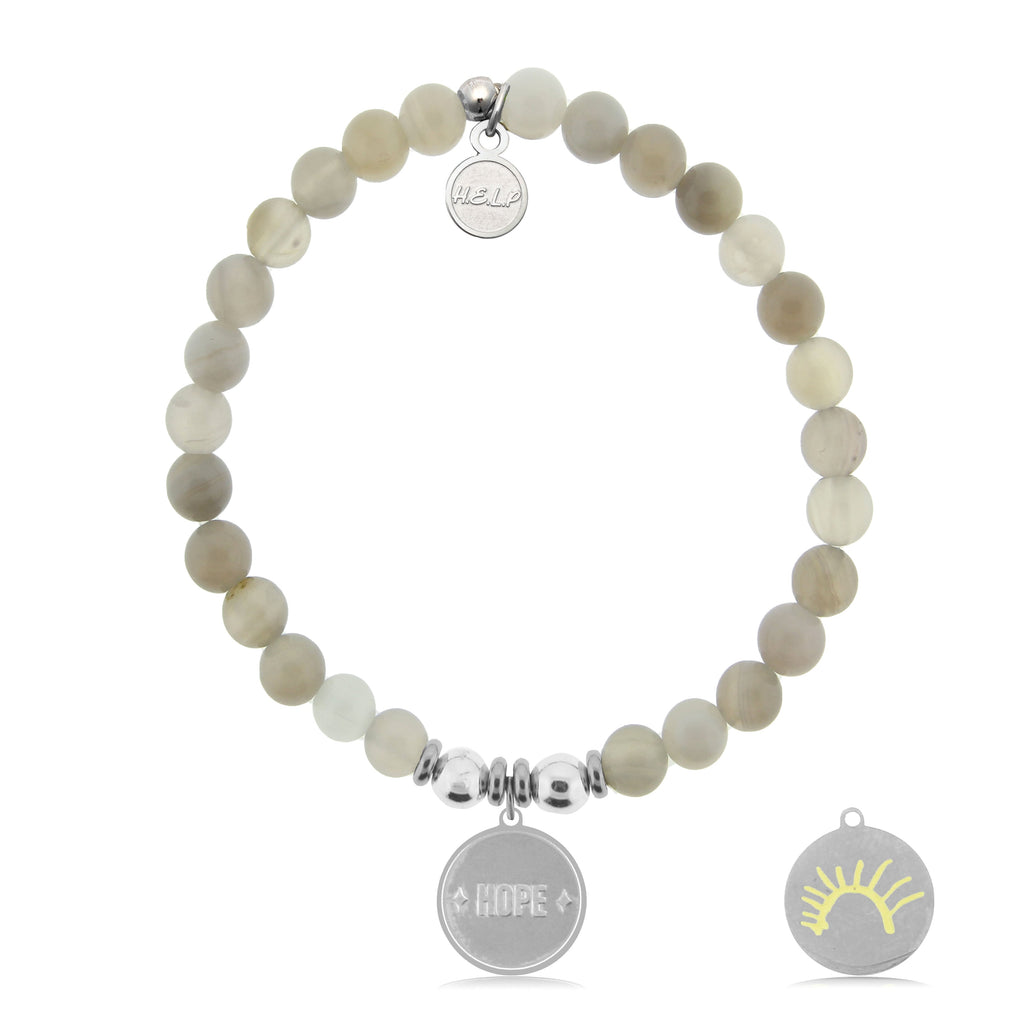 HELP by TJ St. Jude Collection: Sun Charm with Grey Stripe Agate Charity Bracelet
