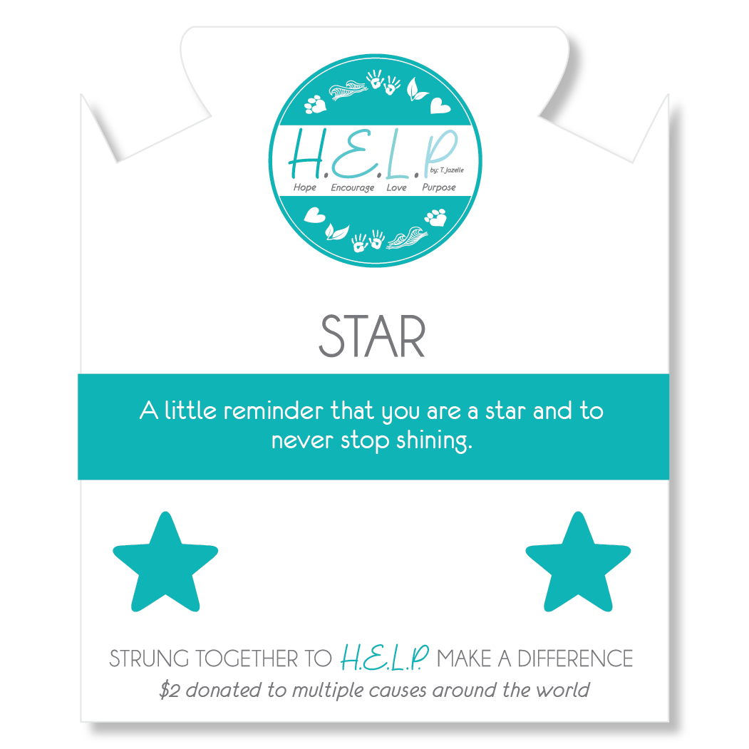 HELP by TJ Star Charm with Aqua Cats Eye Charity Bracelet