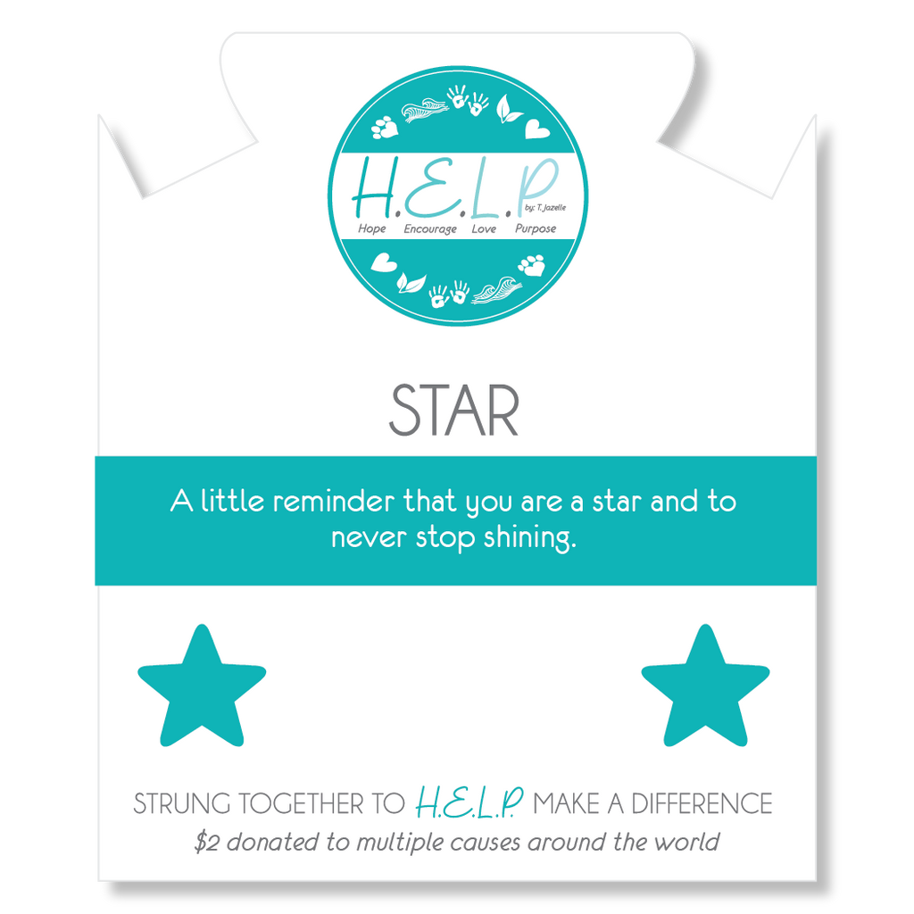 HELP by TJ Star Charm with Azure Blue Jade Charity Bracelet