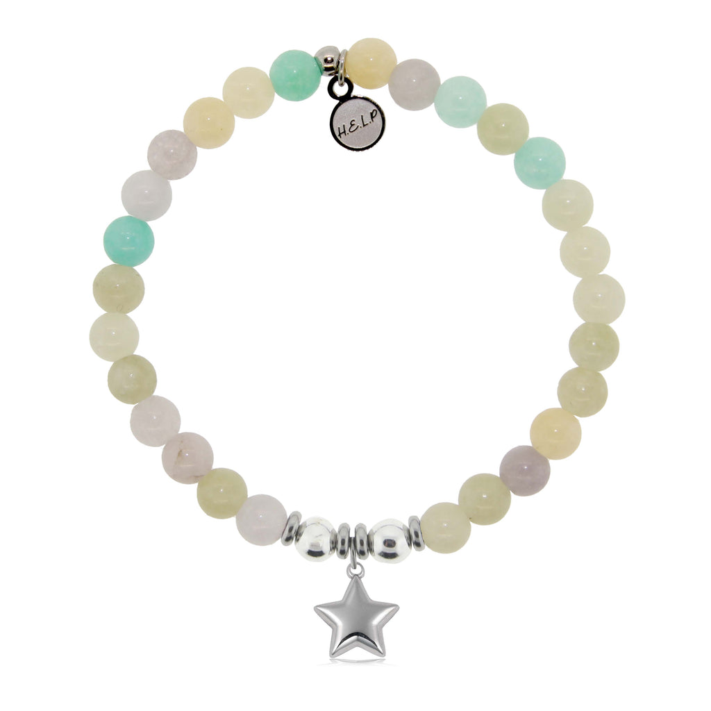 HELP by TJ Star Charm with Green Yellow Jade Charity Bracelet