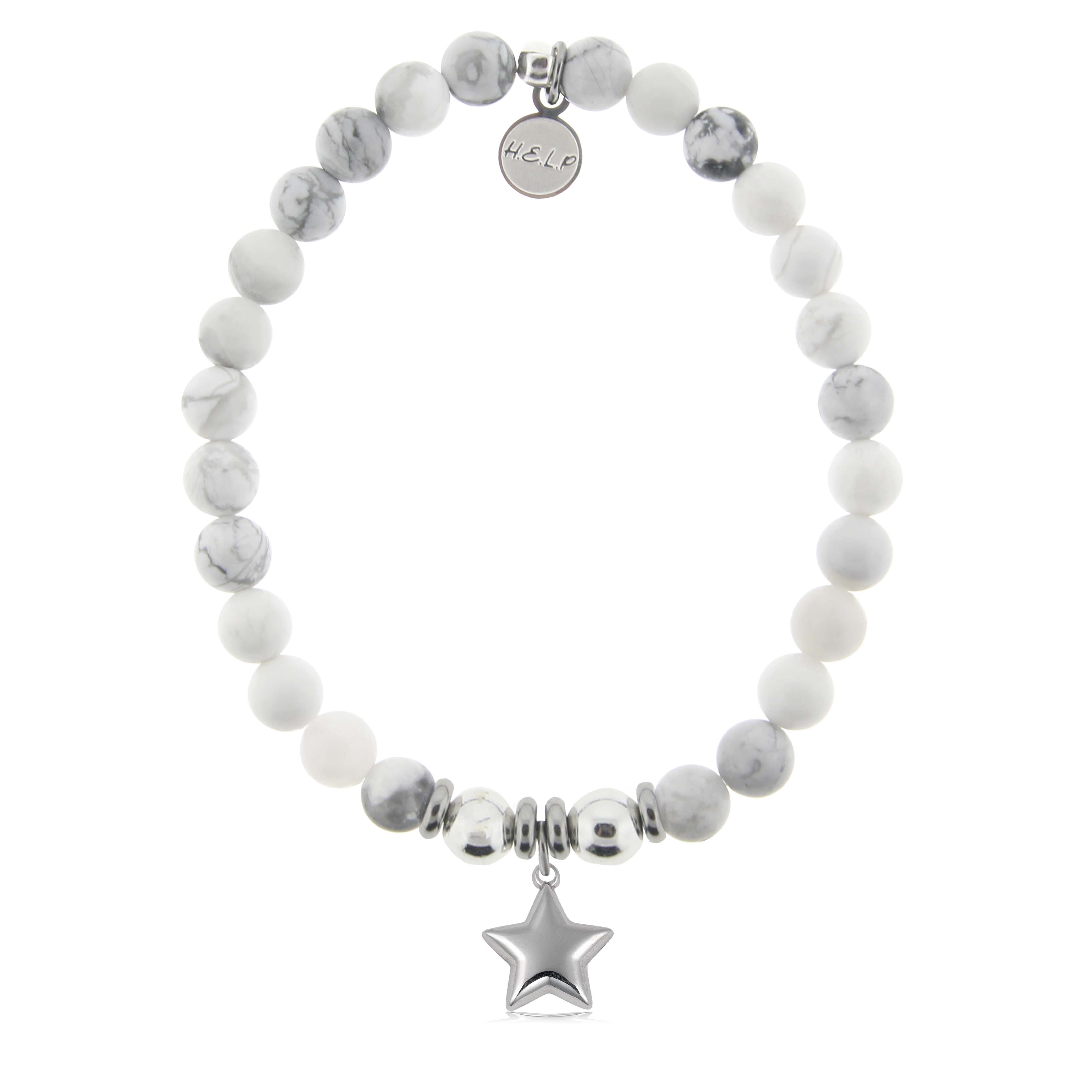 HELP by TJ Star Charm with Howlite Charity Bracelet