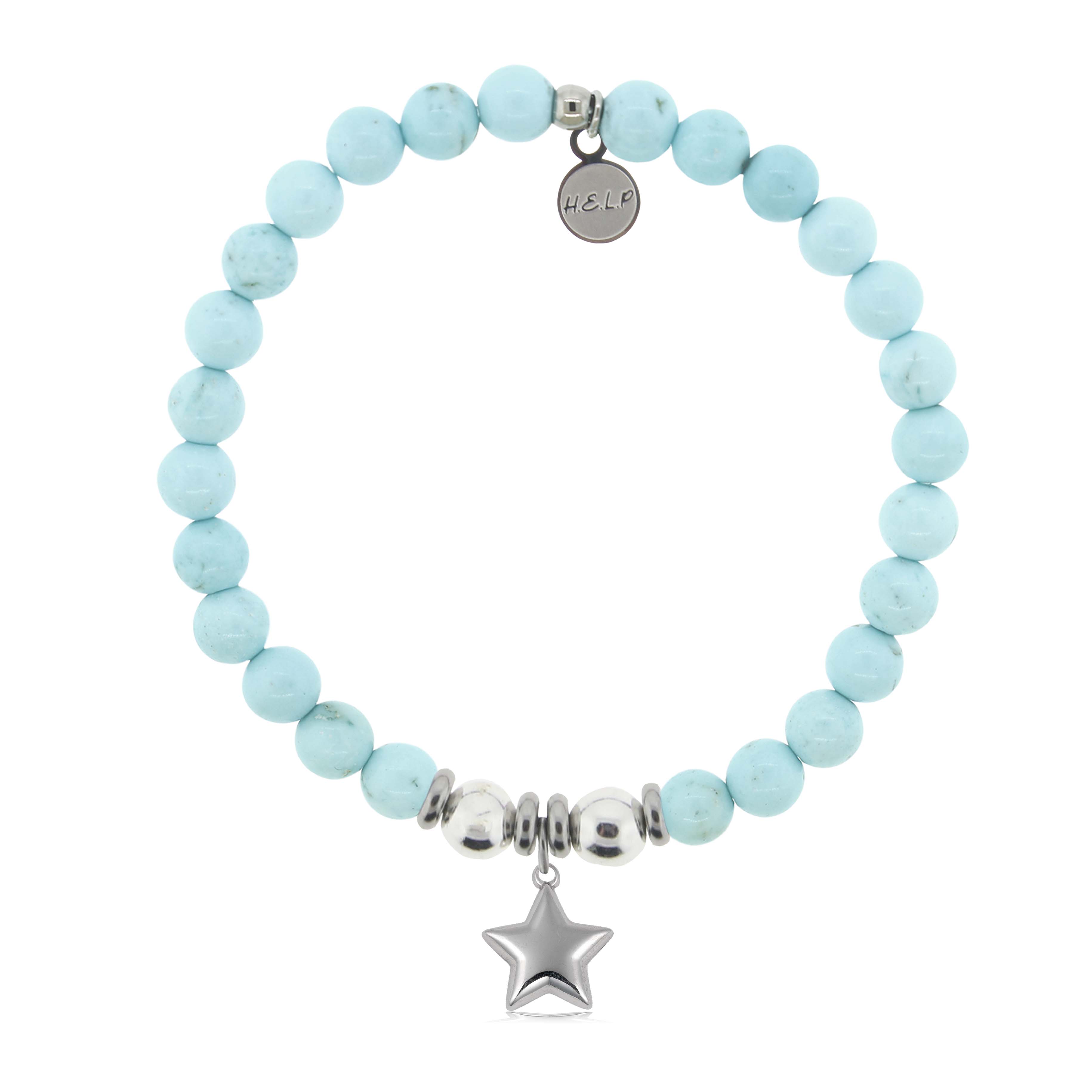 HELP by TJ Star Charm with Larimar Magnesite Charity Bracelet