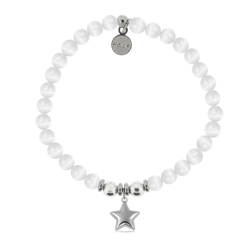 HELP by TJ Star Charm with White Cats Eye Charity Bracelet