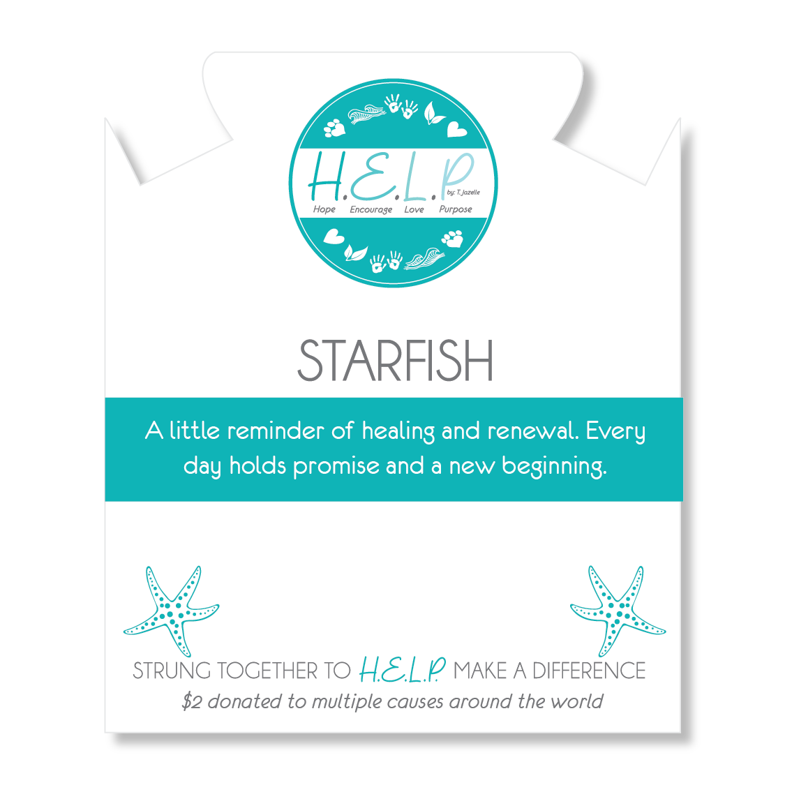 HELP by TJ Starfish Charm with Aqua Cats Eye Charity Bracelet