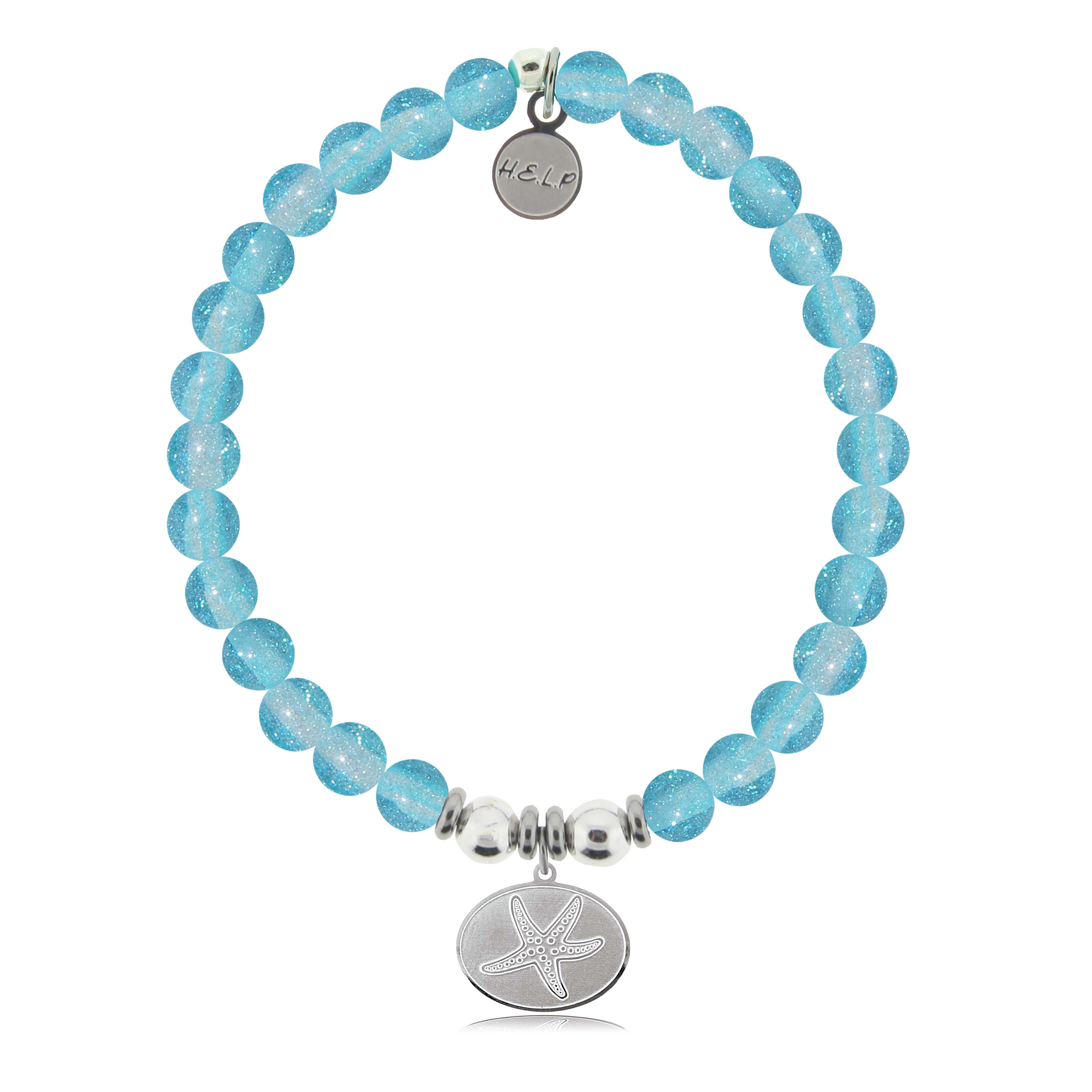 HELP by TJ Starfish Charm with Blue Glass Shimmer Charity Bracelet