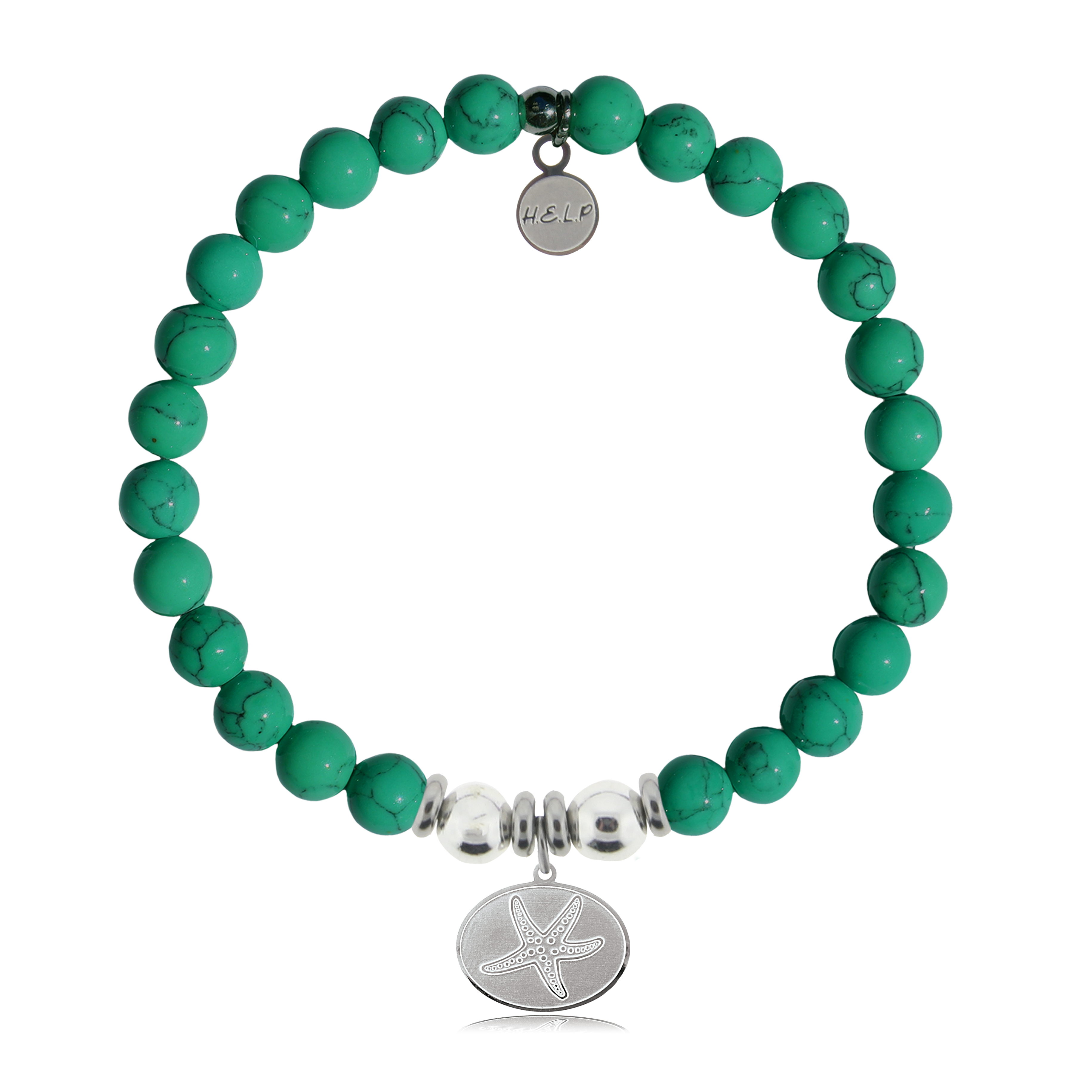 HELP by TJ Starfish Charm with Green Howlite Charity Bracelet