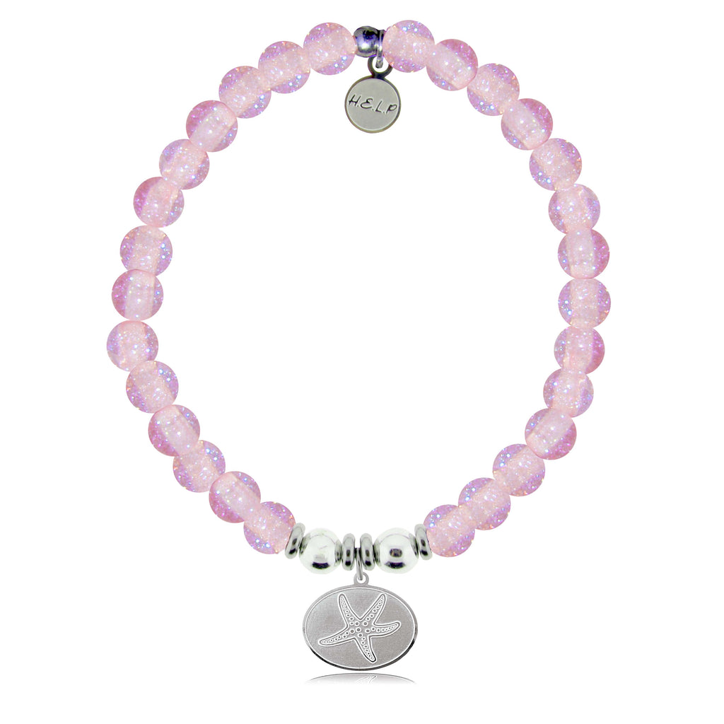 HELP by TJ Starfish Charm with Pink Glass Shimmer Charity Bracelet