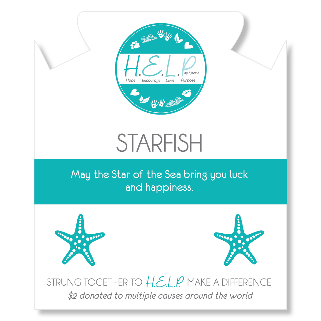 HELP by TJ Starfish Cutout Charm with Aqua Cats Eye Charity Bracelet