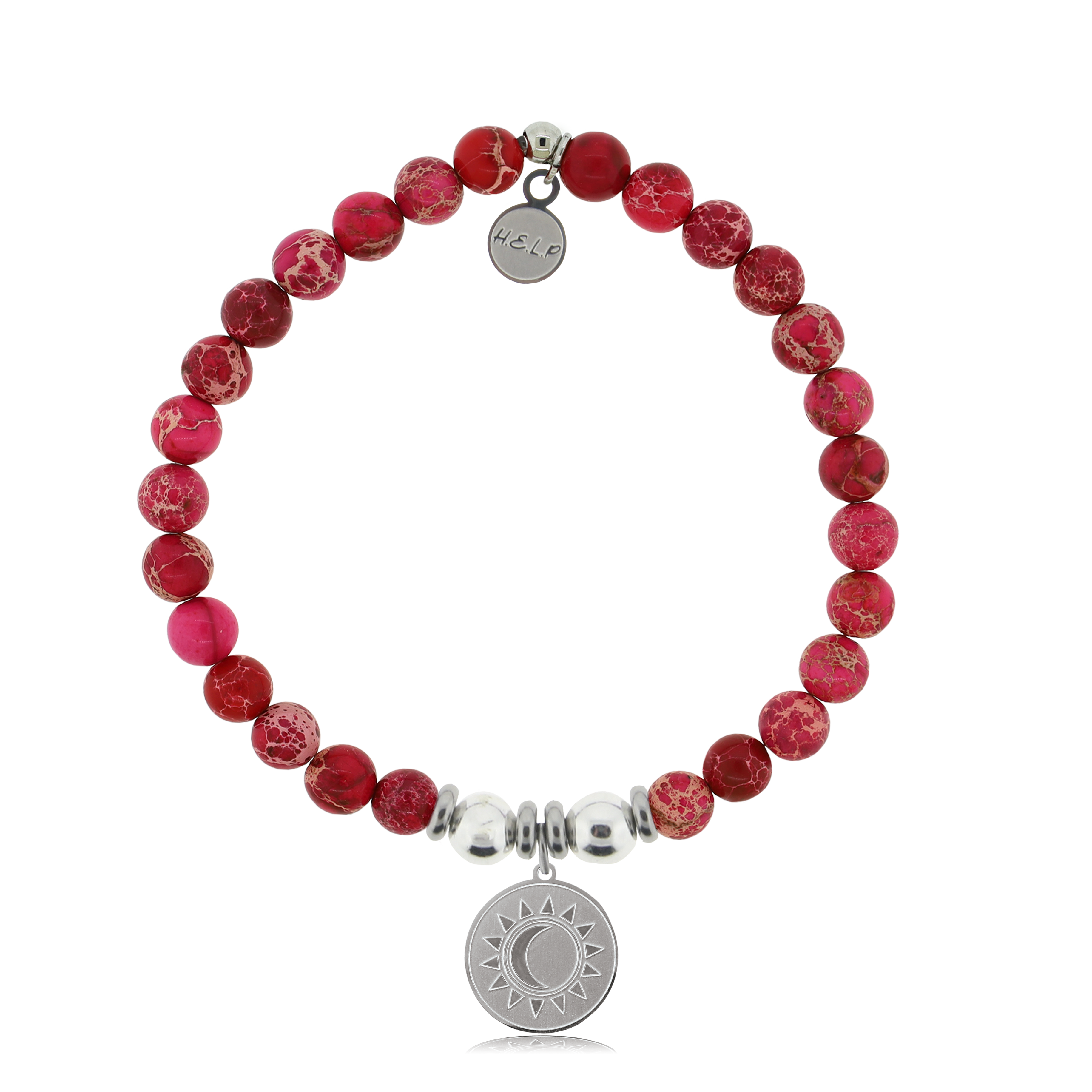 HELP by TJ Sun and Moon Charm with Cranberry Jasper Charity Bracelet