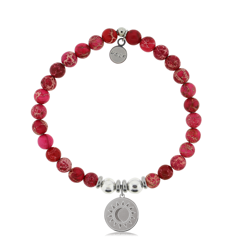 HELP by TJ Sun and Moon Charm with Cranberry Jasper Charity Bracelet