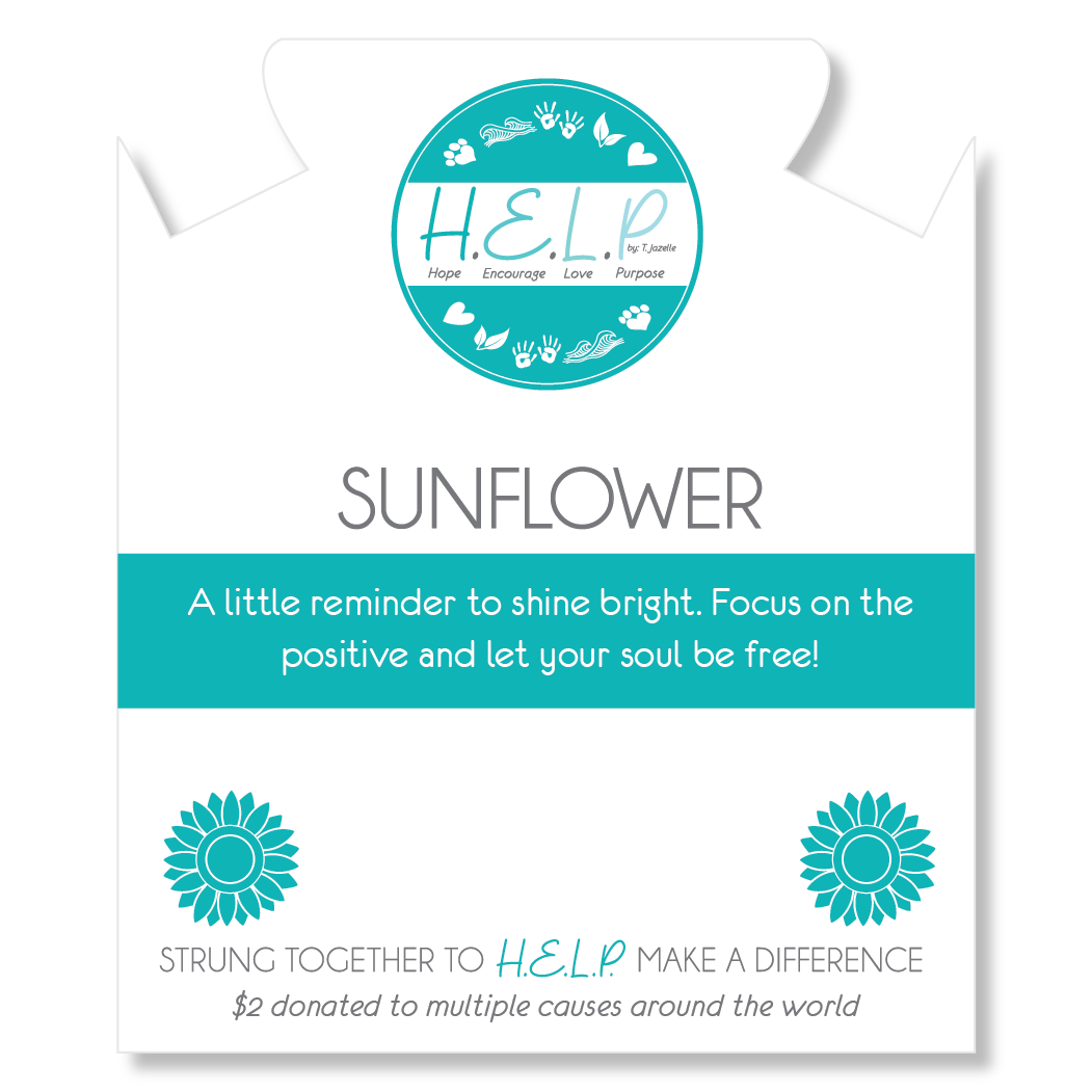 HELP by TJ Sunflower Charm with Blue Selenite Charity Bracelet